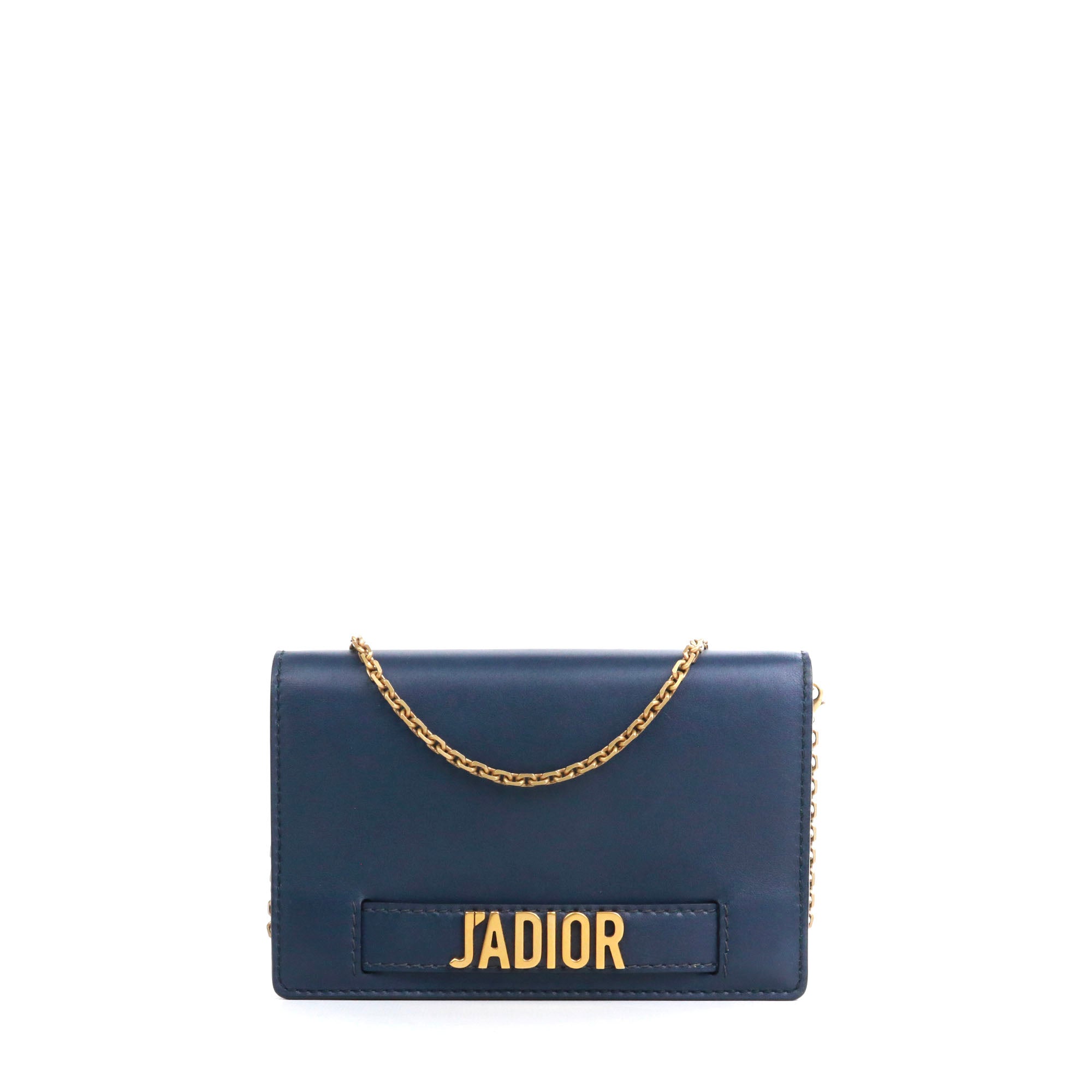 DIOR - Sac à bandoulière Wallet J'Adior Dior en cuir lisse bleu marine