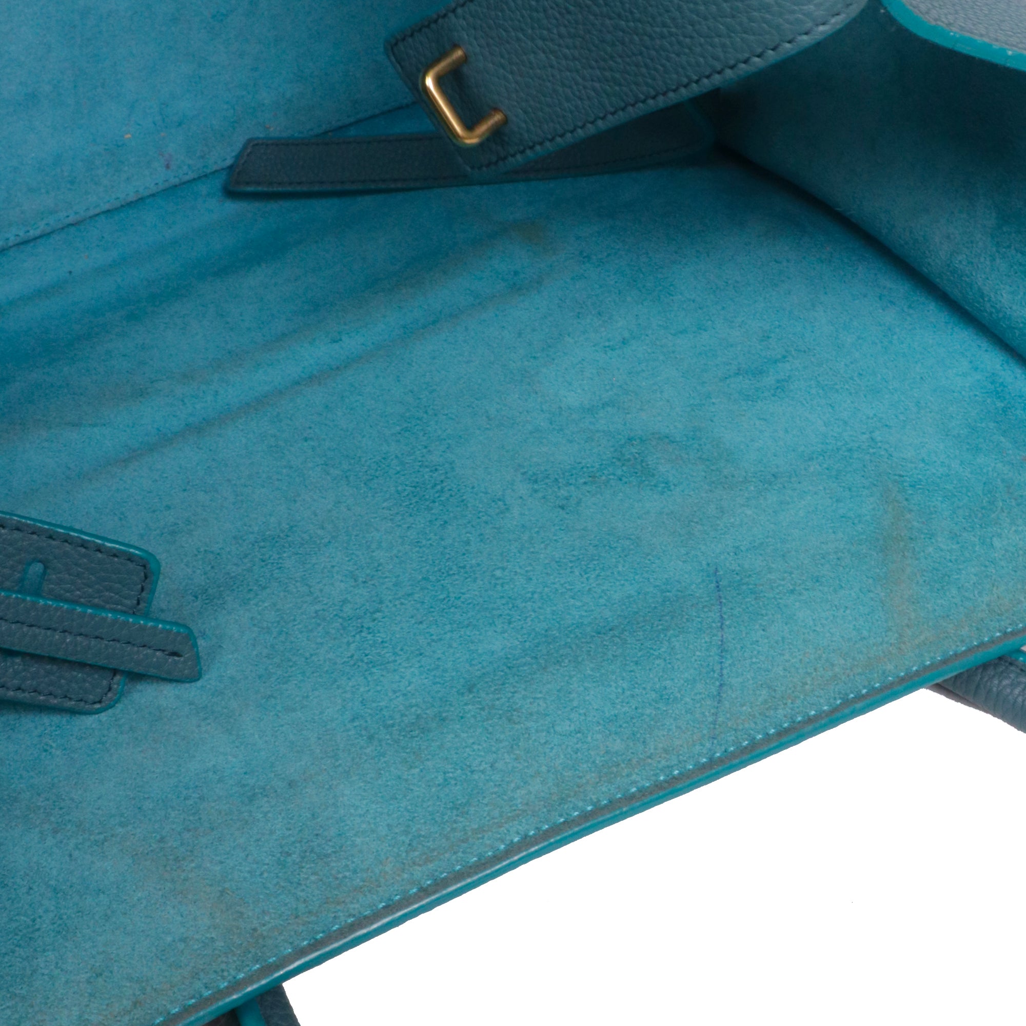 CELINE - Sac à main Luggage Celine en cuir bleu canard