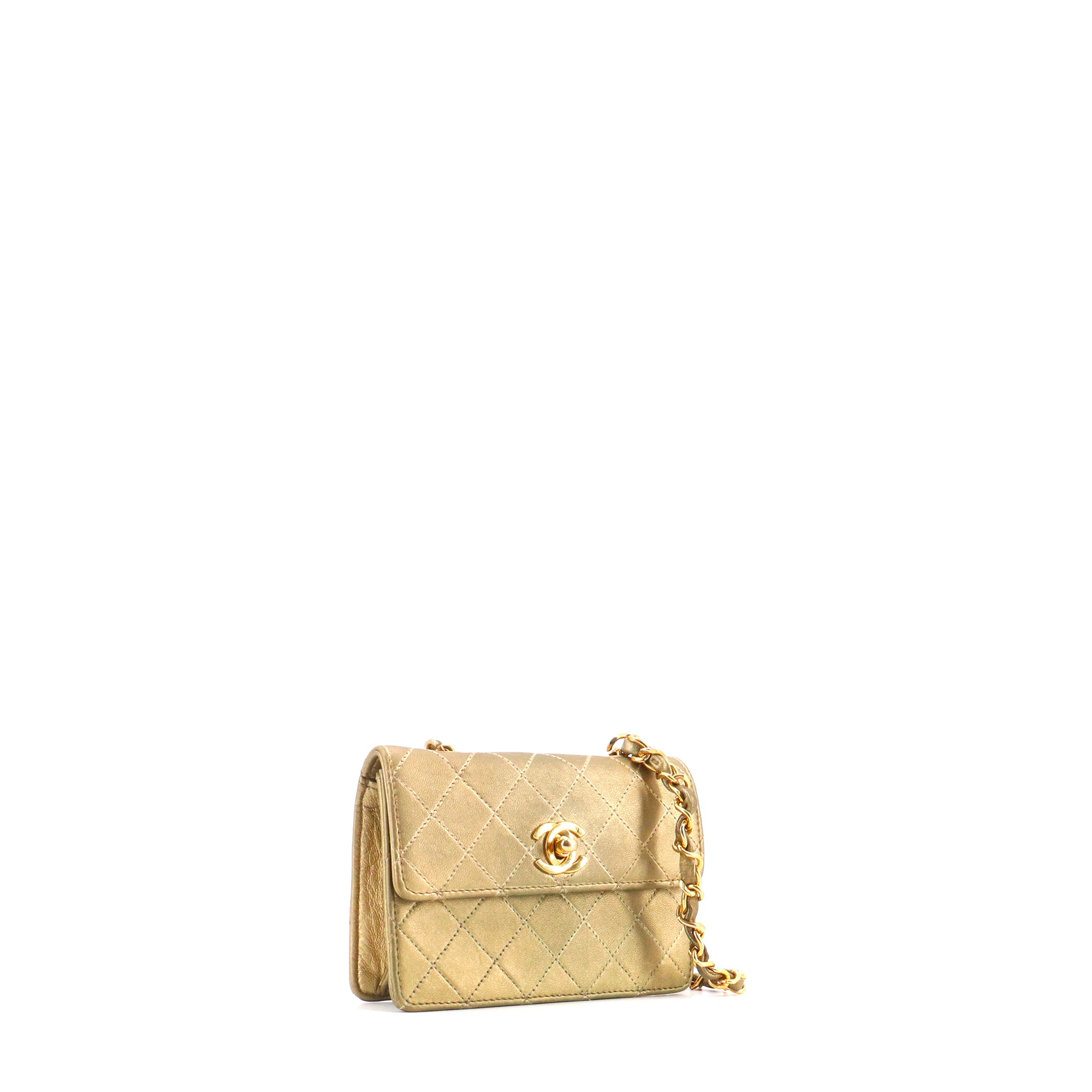 CHANEL - Sac à bandoulière Wallet on Chain Timeless mini Chanel en cuir lisse doré