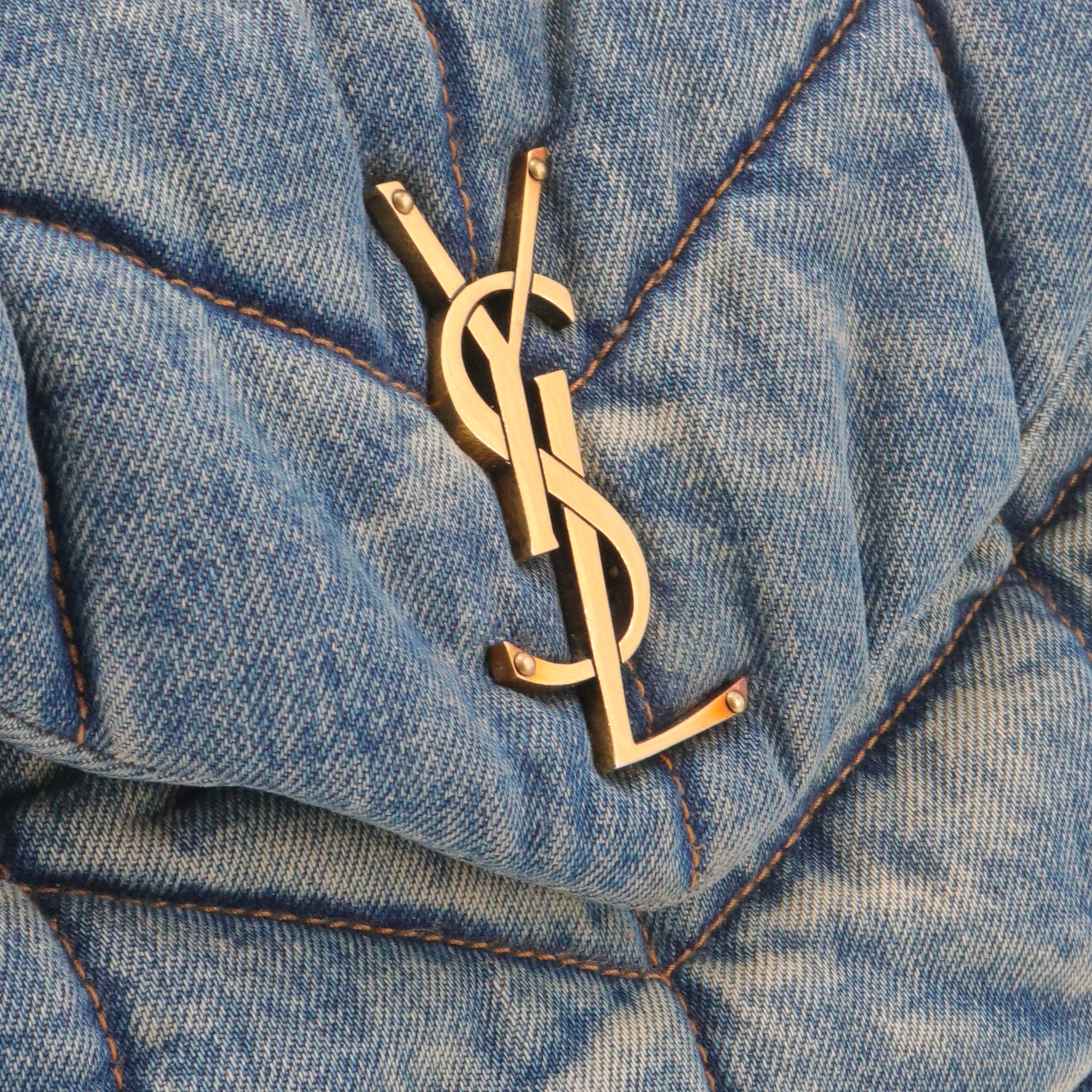 SAINT LAURENT - Sac à bandoulière Puffer small Saint Laurent en denim bleu