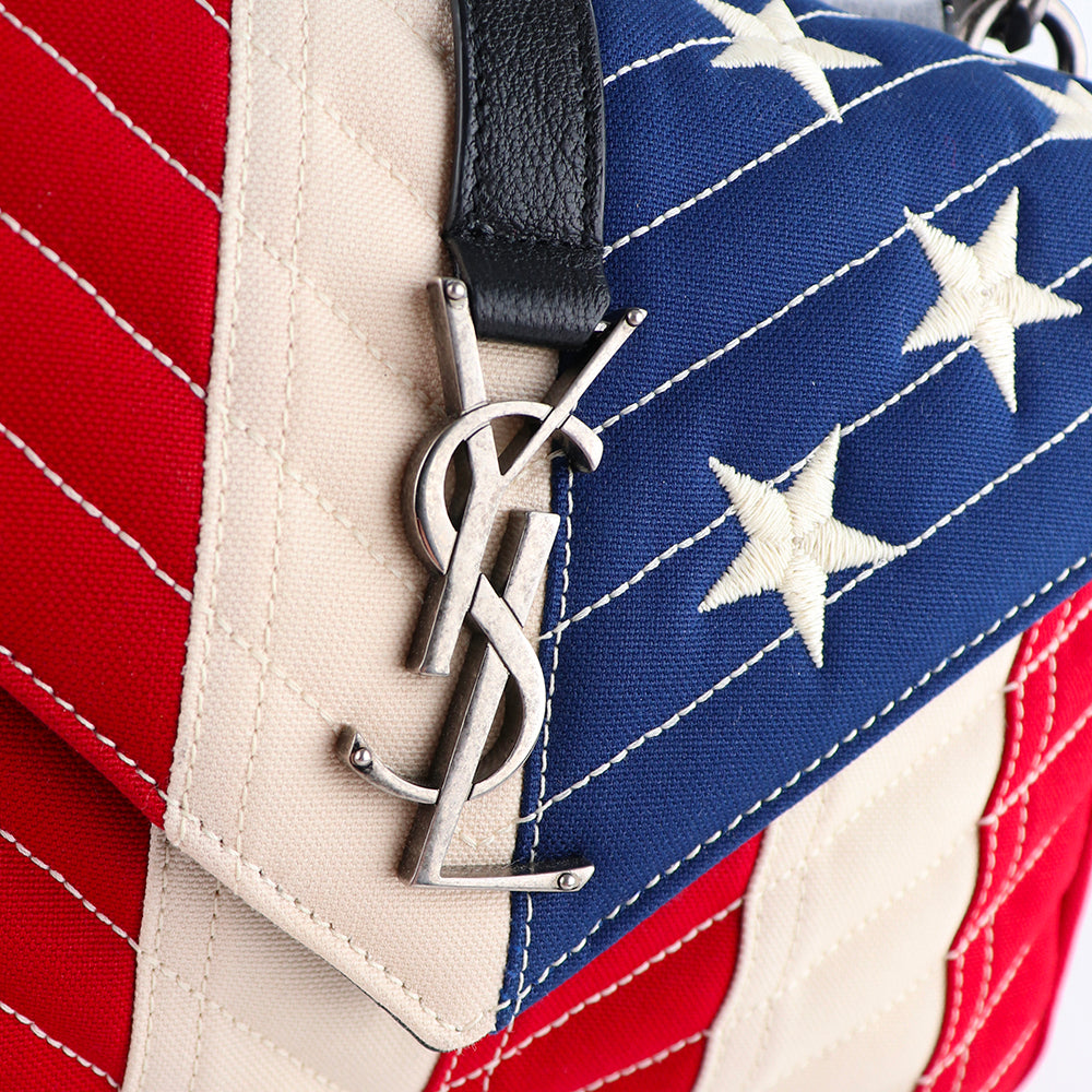 SAINT LAURENT - Sac à épaule Collège small en toile USA