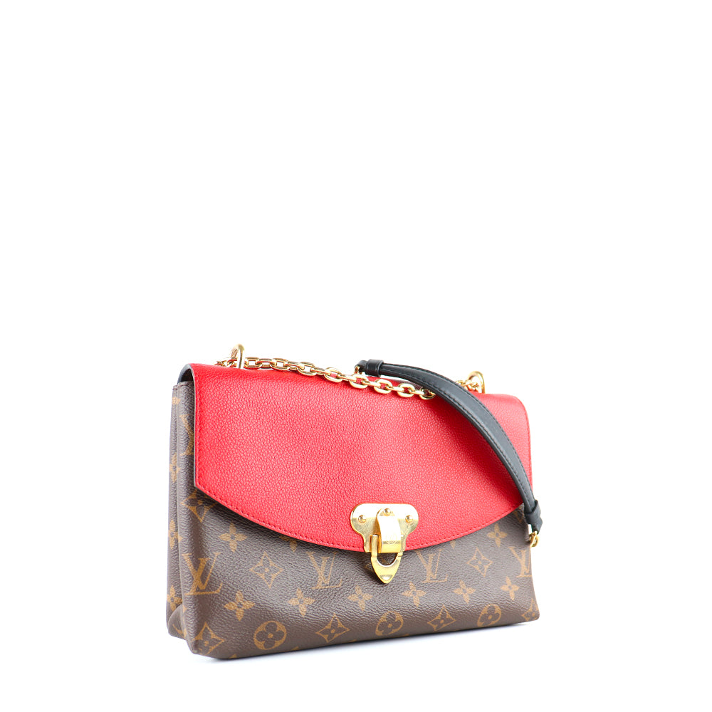 LOUIS VUITTON - Sac à bandoulière Saint Placide en toile monogrammée et cuir rouge