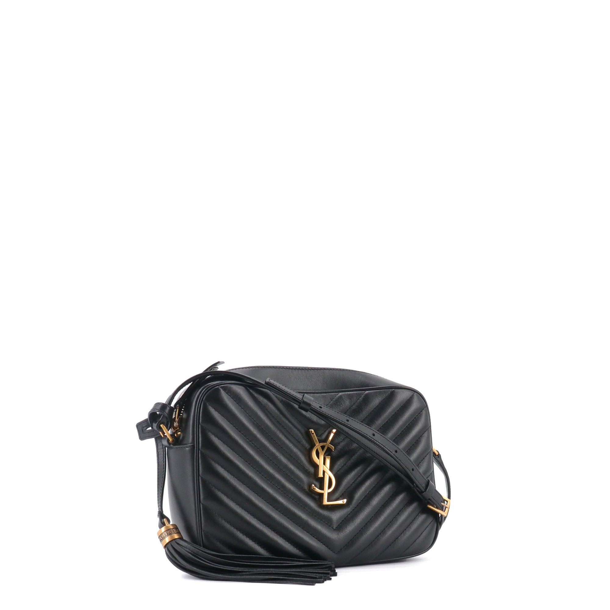 SAINT LAURENT - Sac à bandoulière Lou Saint Laurent en cuir chevron noir