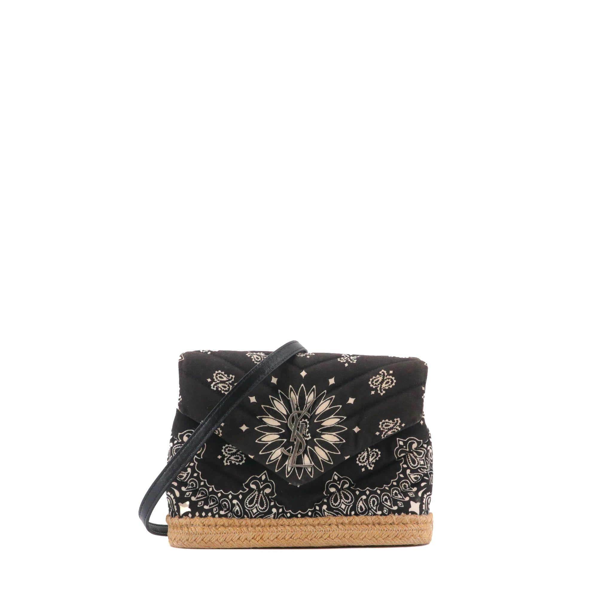SAINT LAURENT - Sac à bandoulière Loulou Toy Saint Laurent en toile noire bandana
