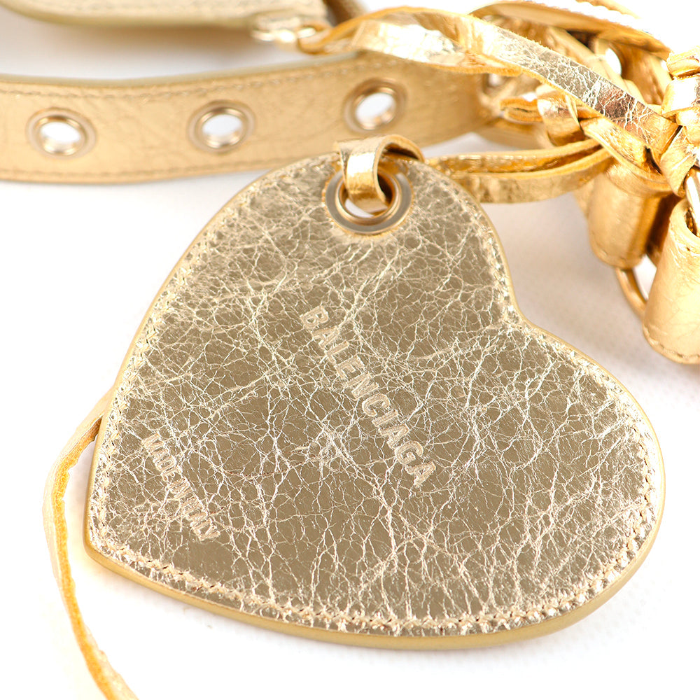 BALENCIAGA - Cagole XS rhinestone shoulder bag in gold leather