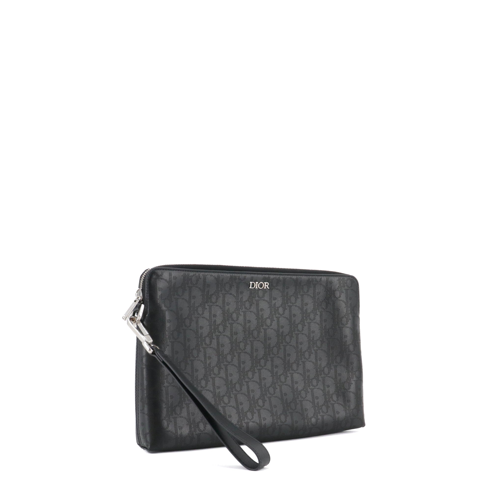 DIOR - Pochette Triangle Galaxy Dior en cuir monogrammé noir