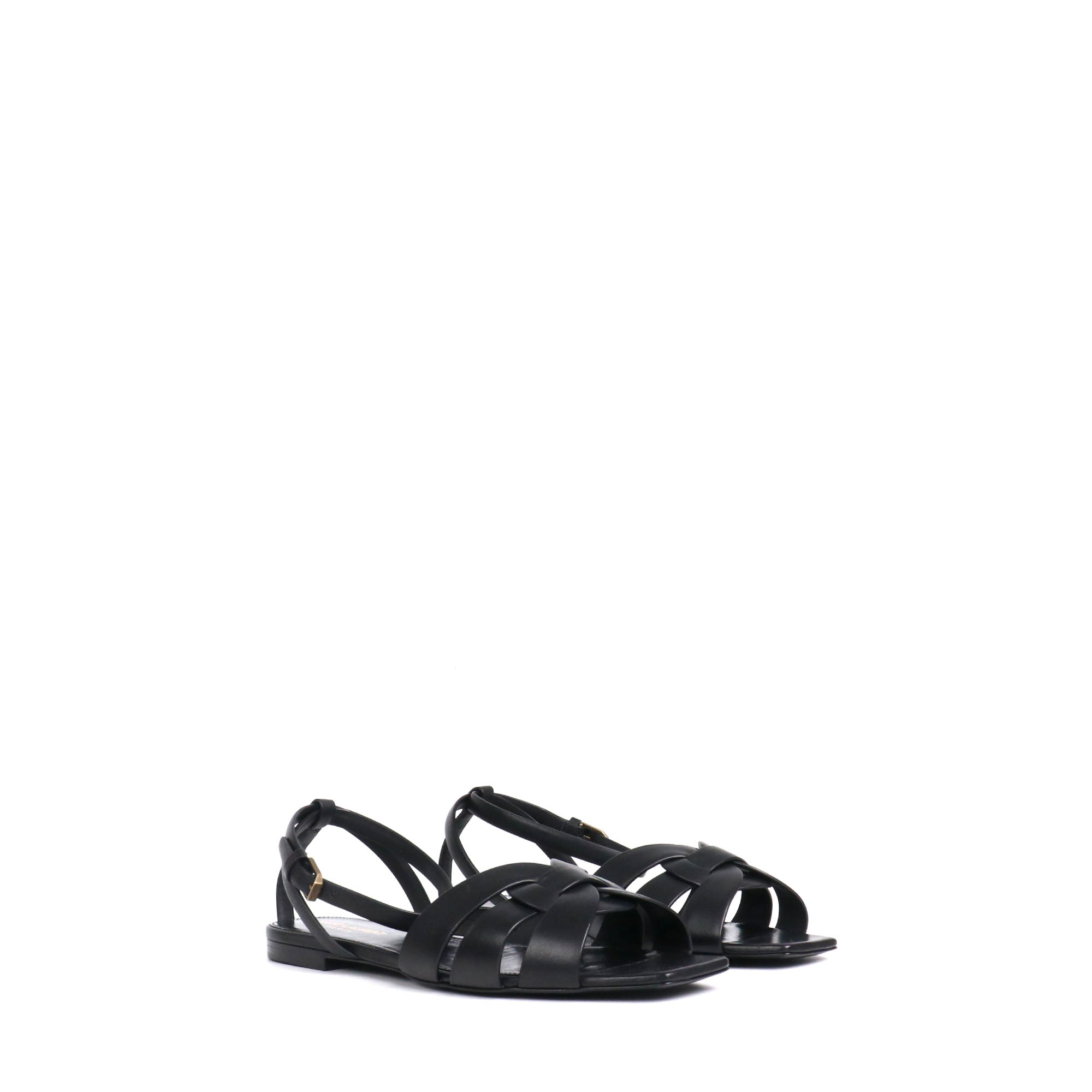SAINT LAURENT - Sandales Tribute Saint Laurent en cuir noir (T39)