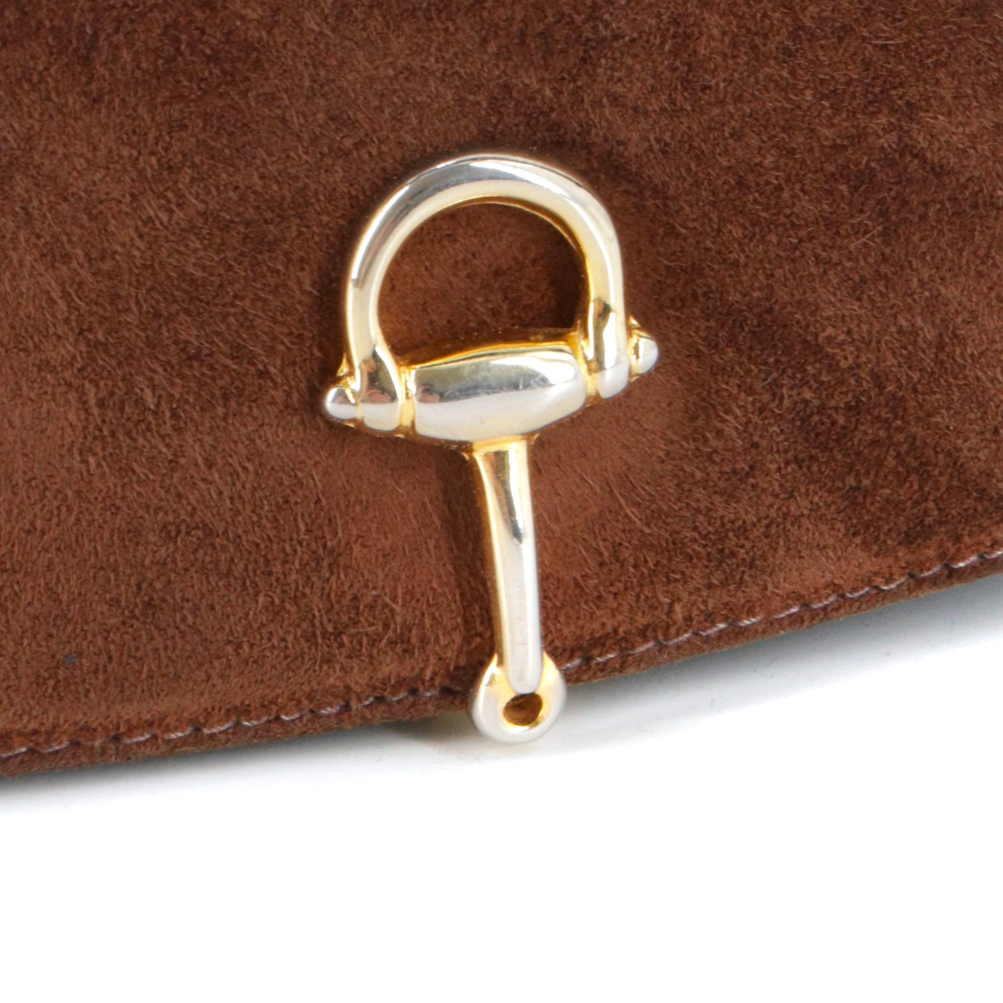 GUCCI - Sac à bandoulière Vintage Gucci en daim et cuir marron