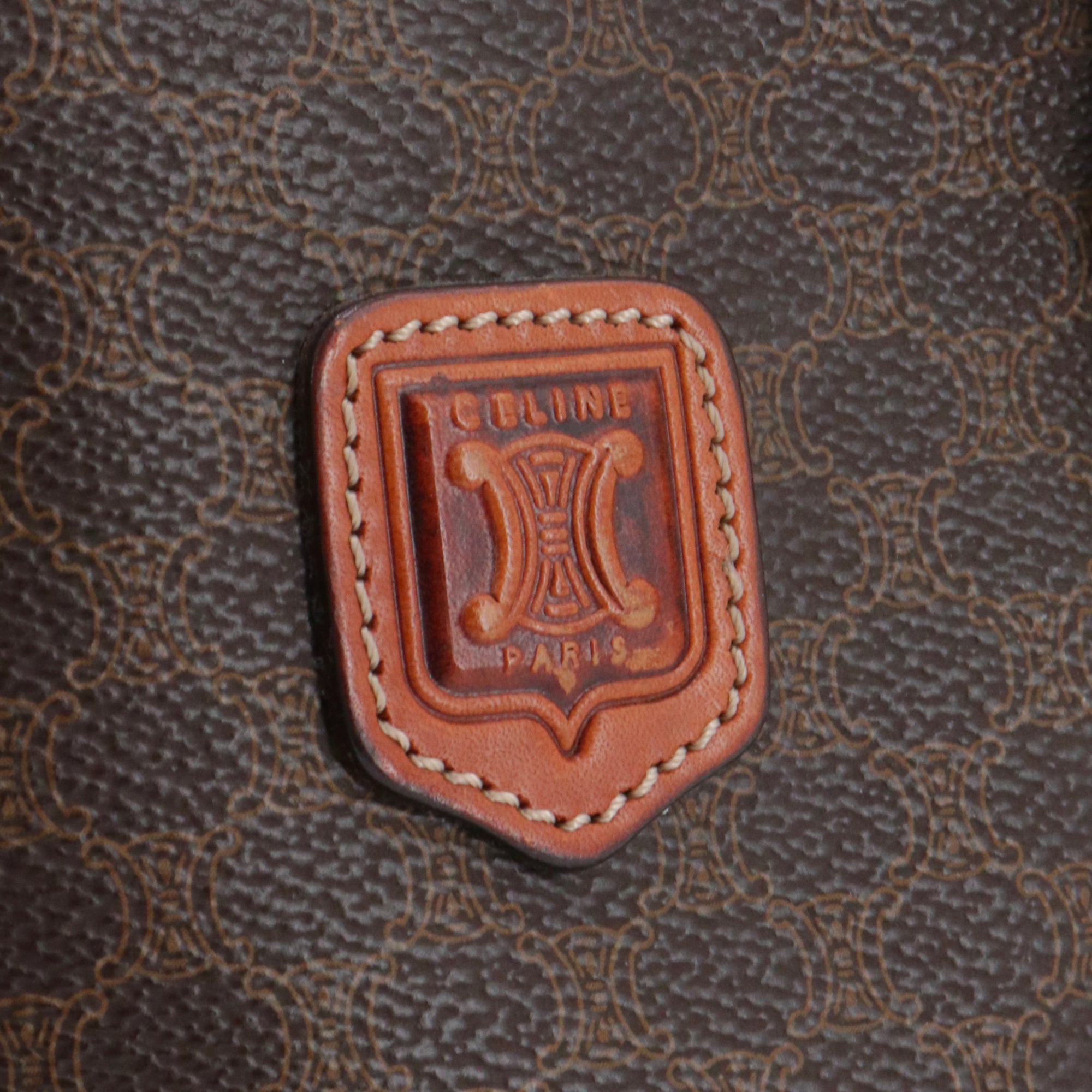 CELINE - Sac à main Seau Triomphe PM Celine en toile monogrammée marron