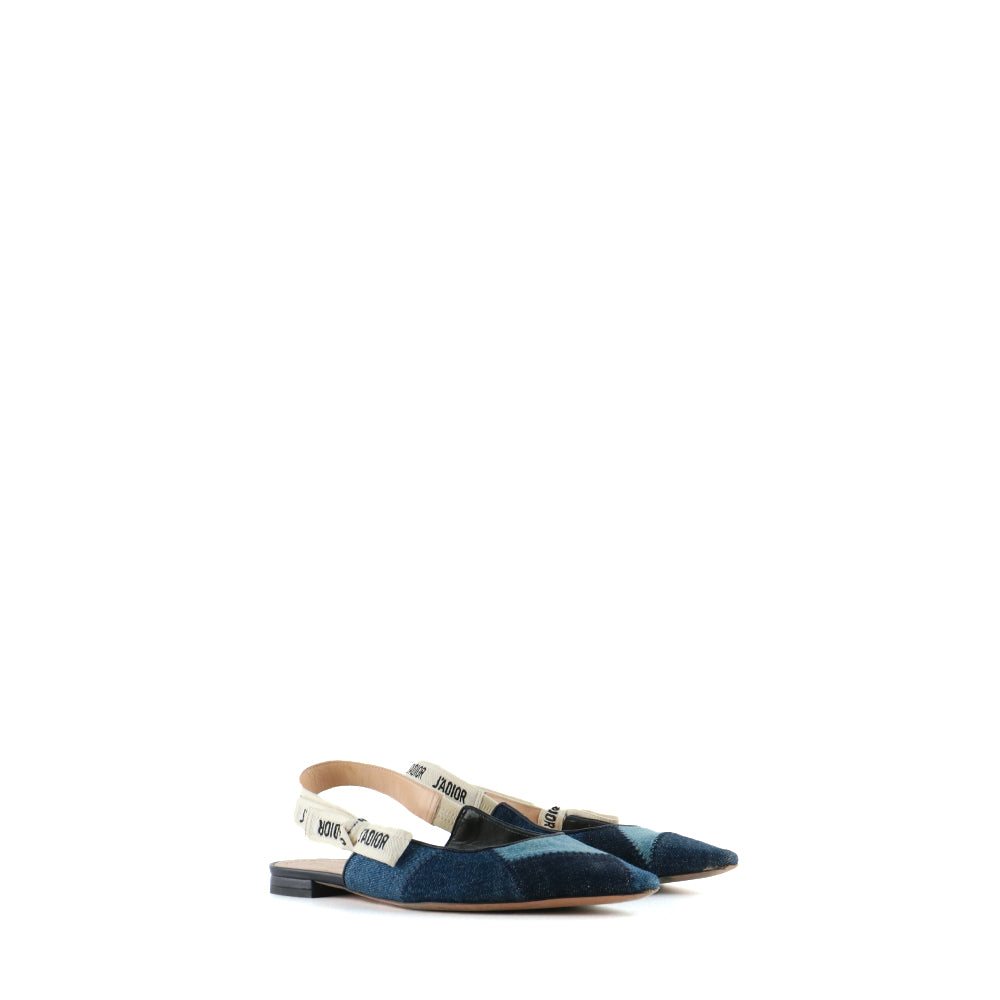 DIOR - Ballerines Slingback J'Adior en denim patchwork (T37)