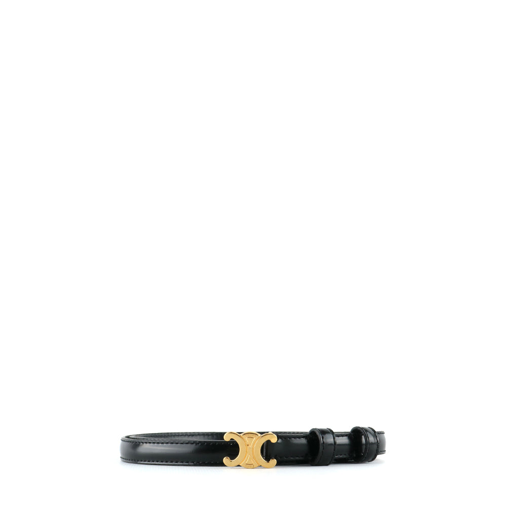 CELINE - Ceinture Triomphe teen en cuir noir (T80)