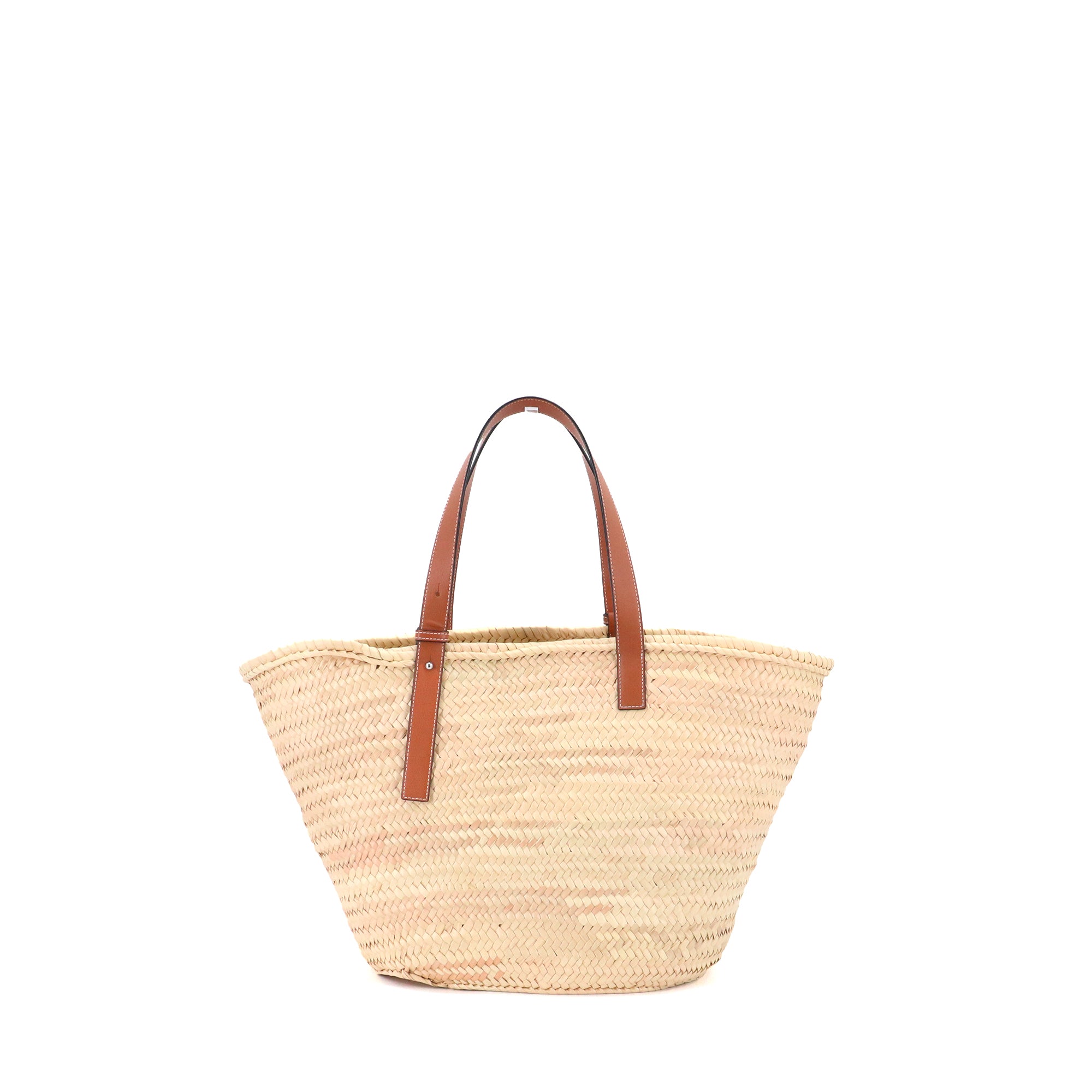 LOEWE - Grand Panier à main Loewe en raphia et cuir marron