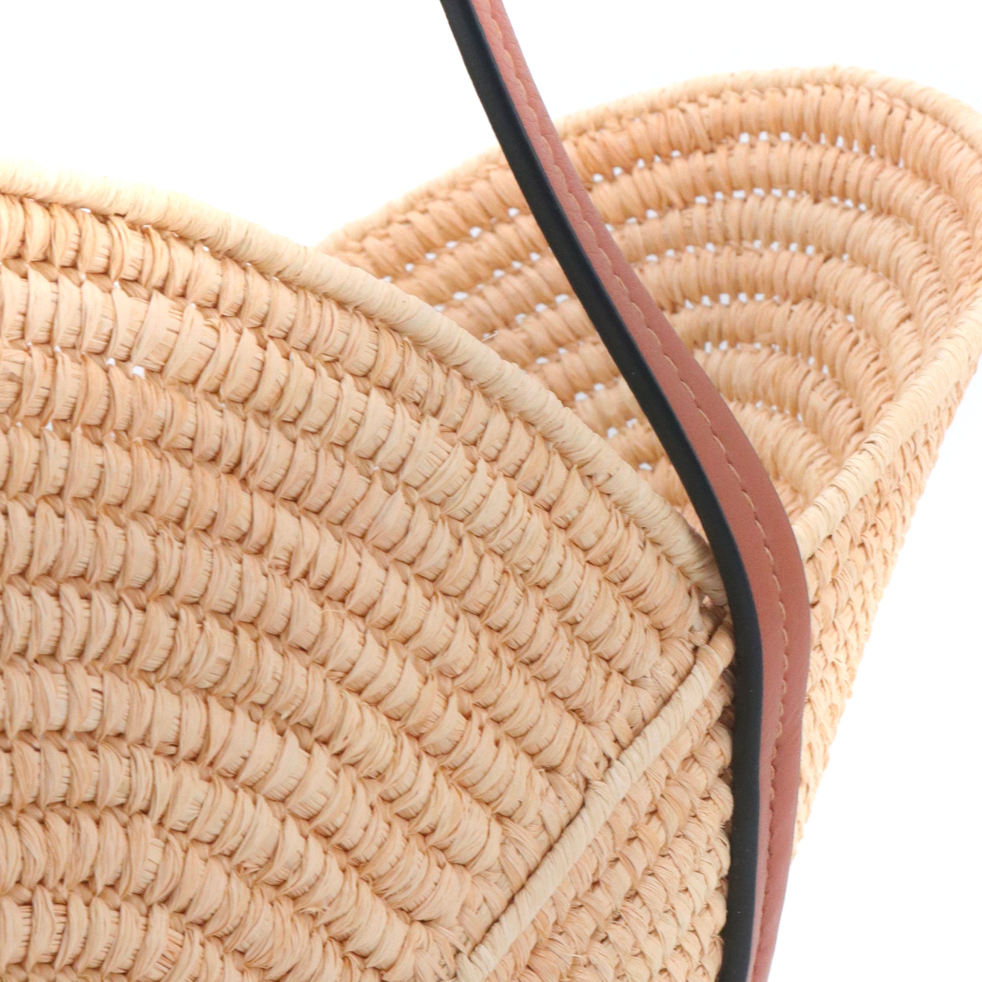 LOEWE - Panier à main Pétal Loewe en raphia et cuir marron