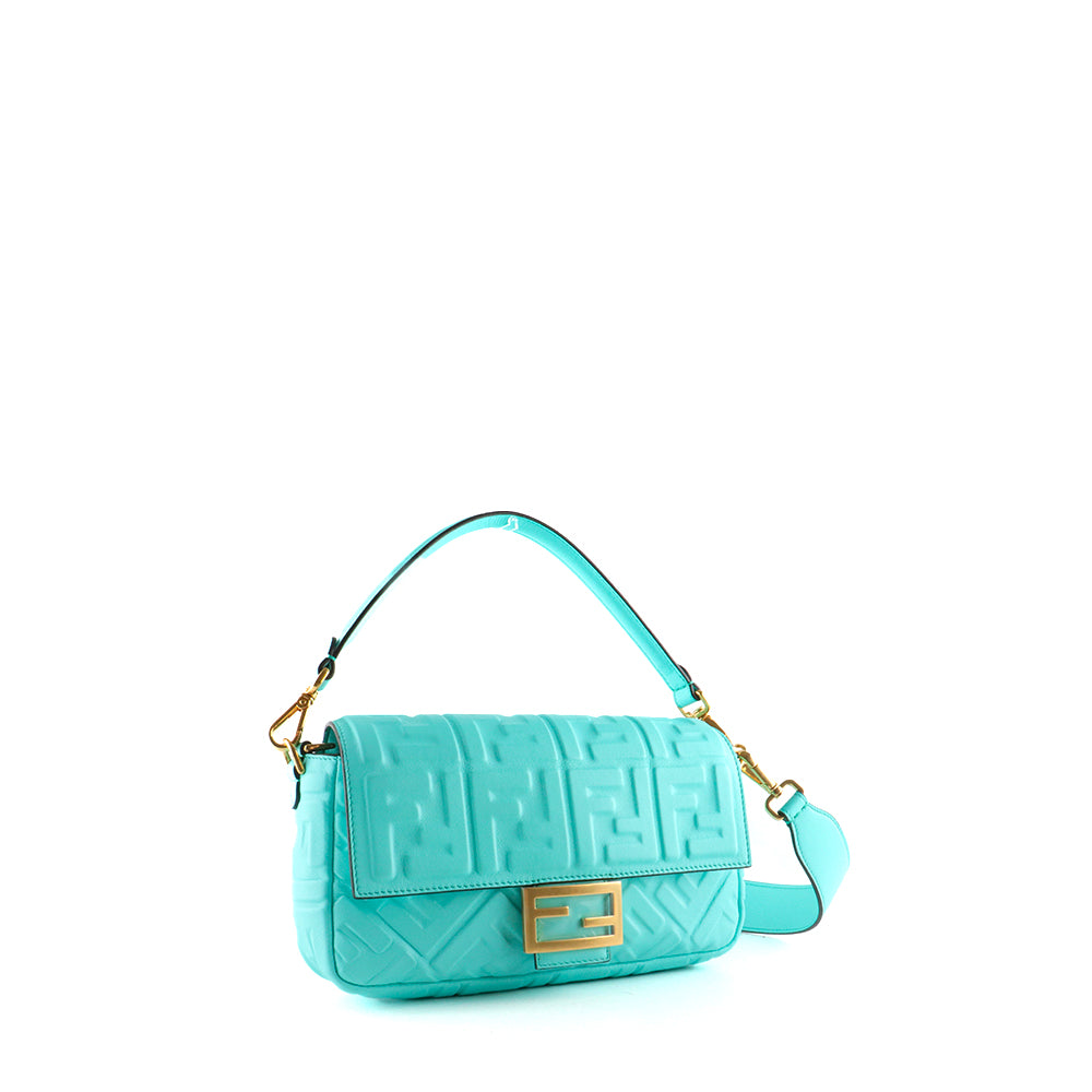 FENDI - Sac à bandoulière Baguette en cuir lisse turquoise