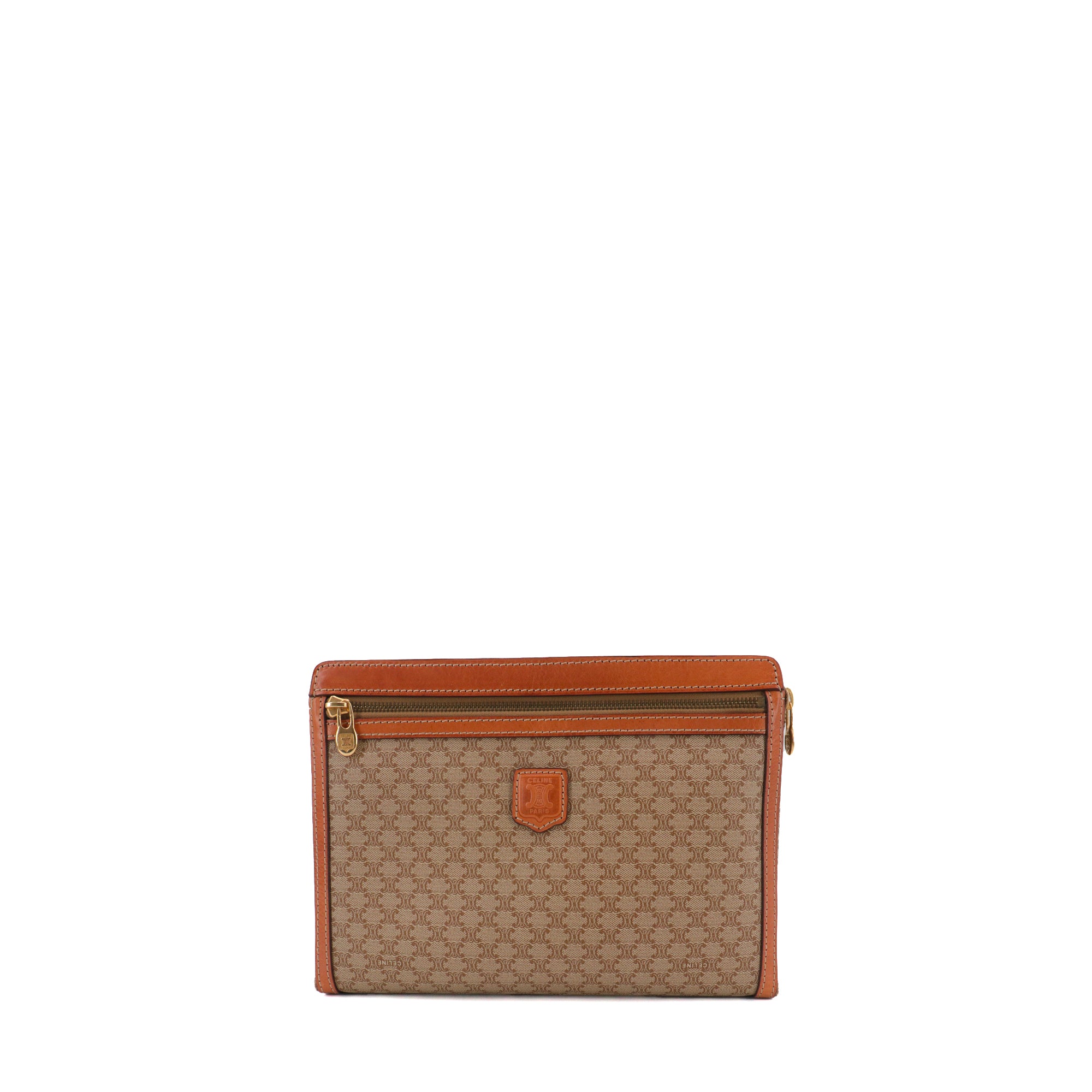 CELINE - Pochette Triomphe zippée Celine en toile monogrammée vintage