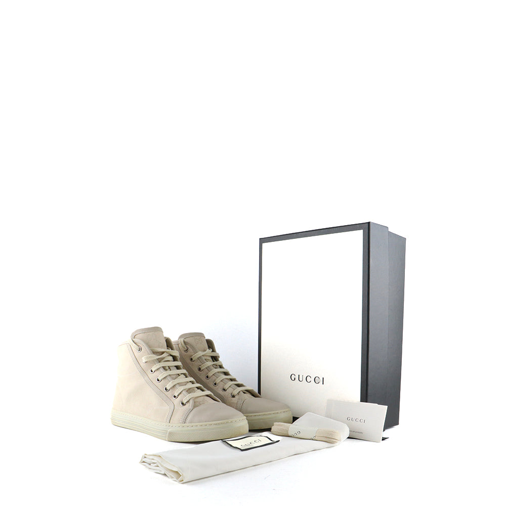 GUCCI - High-top sneakers in beige monogram canvas (T38)