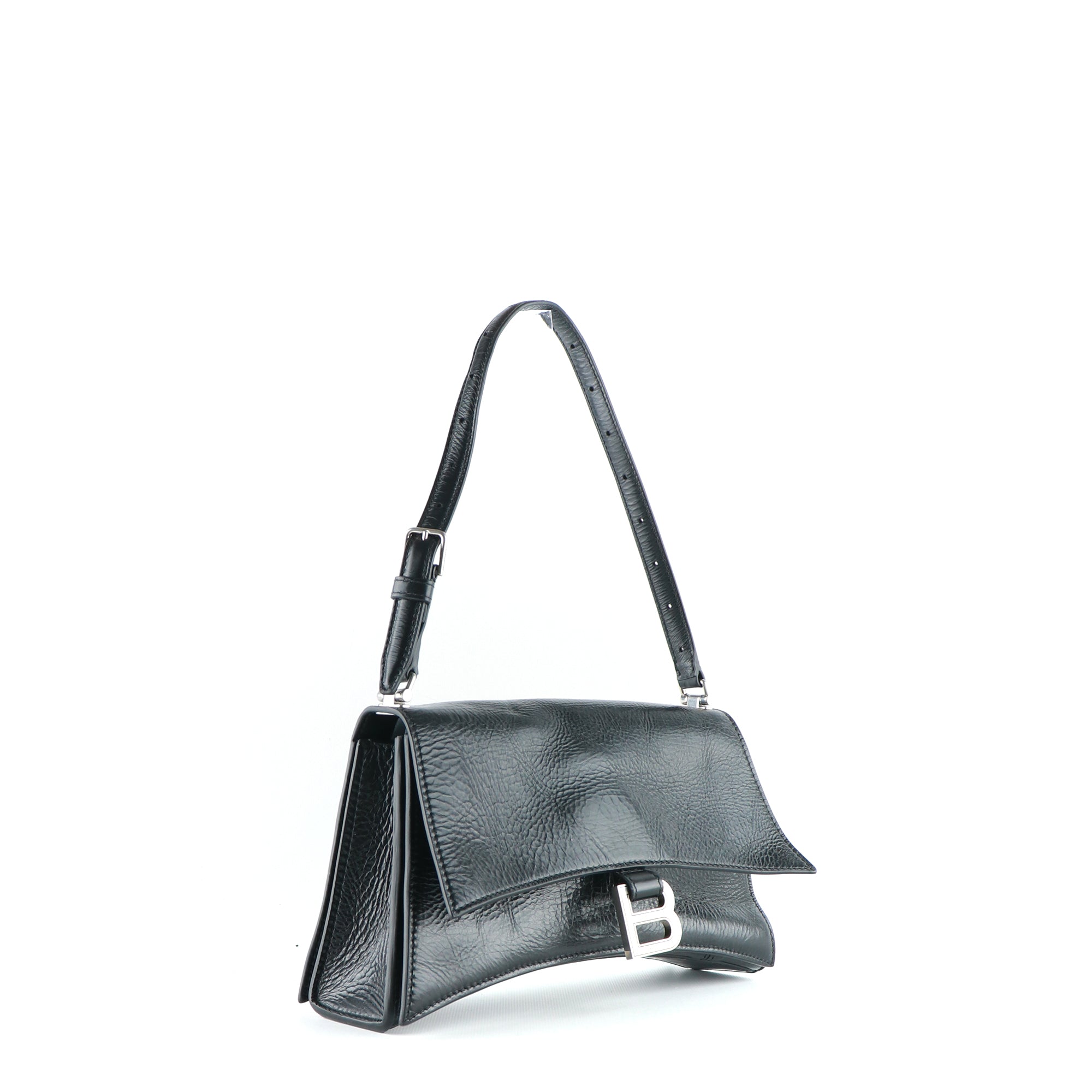 BALENCIAGA - Sac porté épaule Crush small en cuir noir