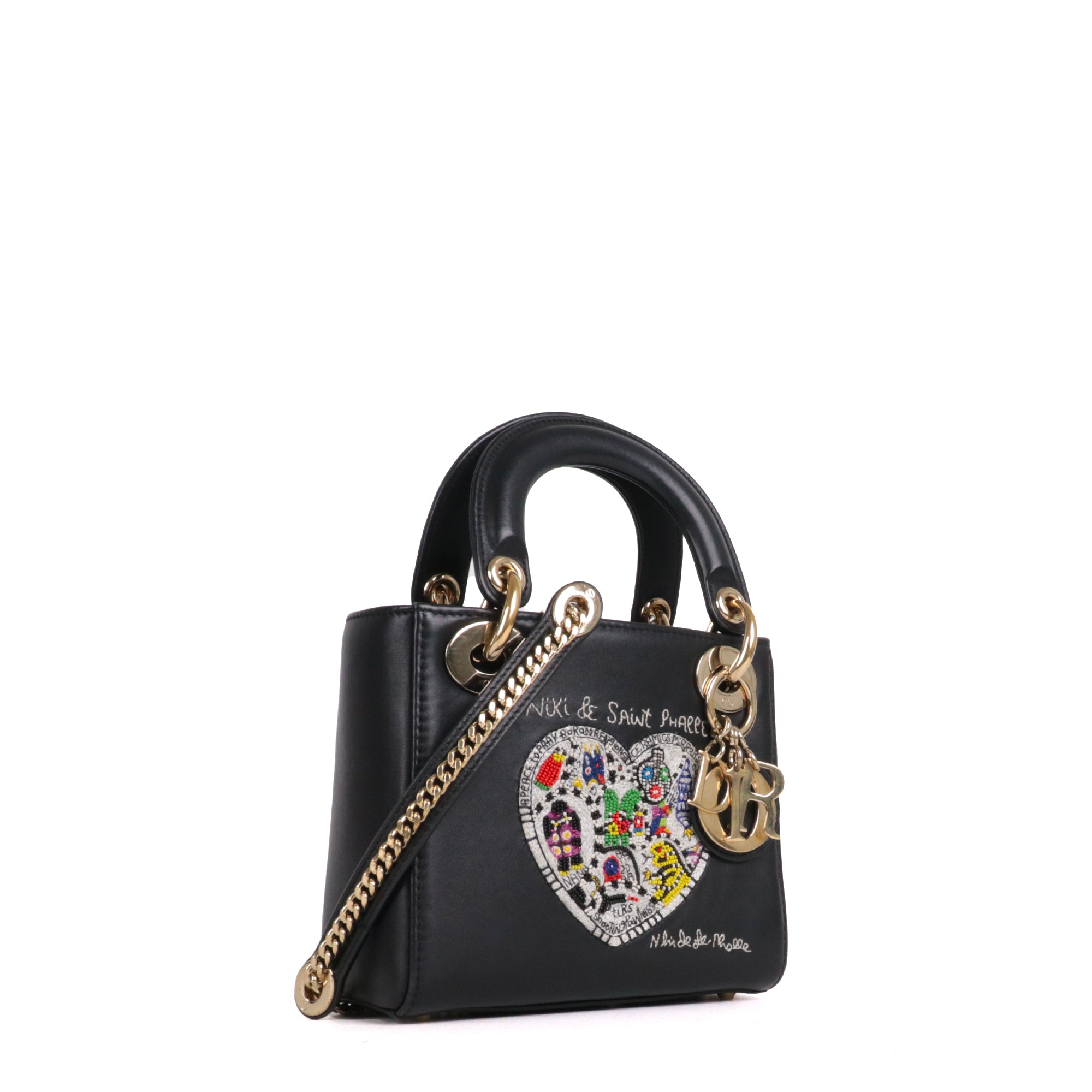 DIOR - Sac à main Lady Dior mini en cuir noir édition limitée