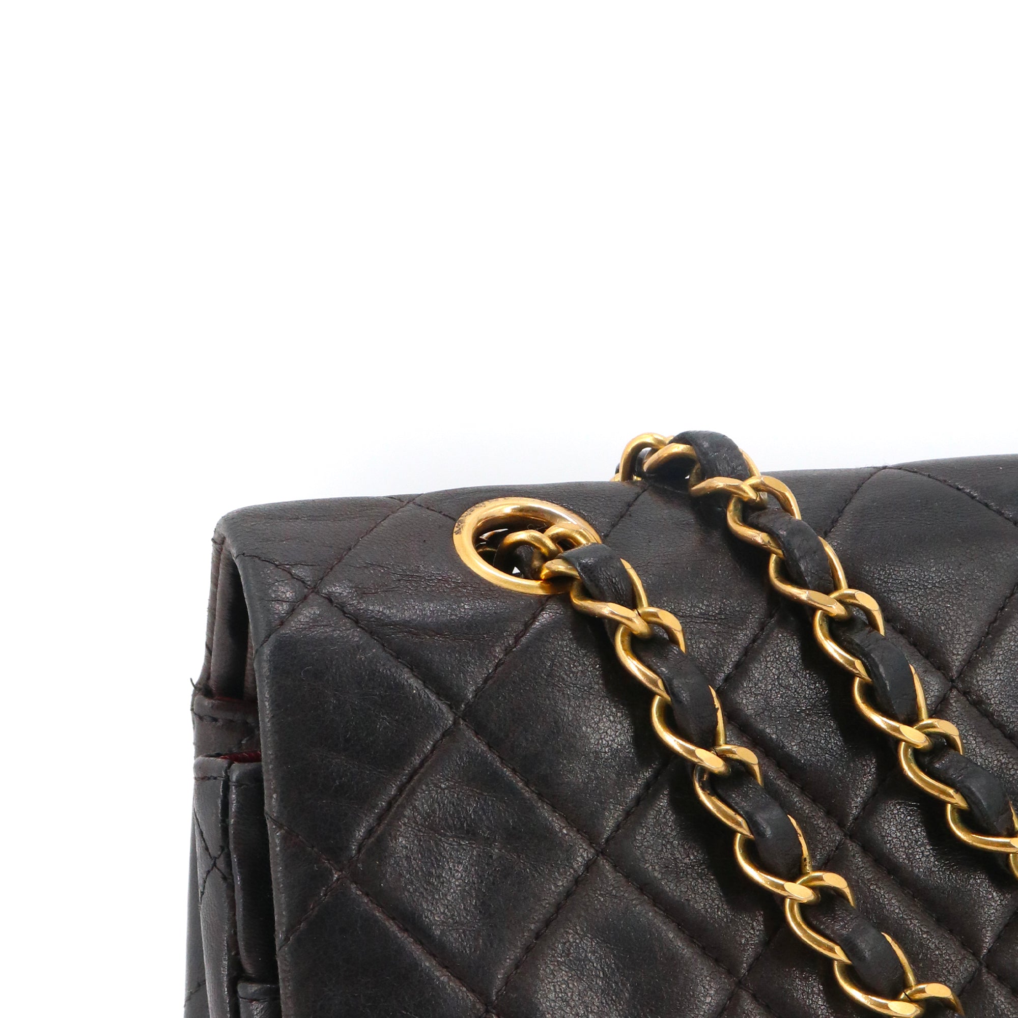 CHANEL - Sac à main Classique/Timeless Chanel 11.12 double flap Chanel en cuir lisse noir vintage