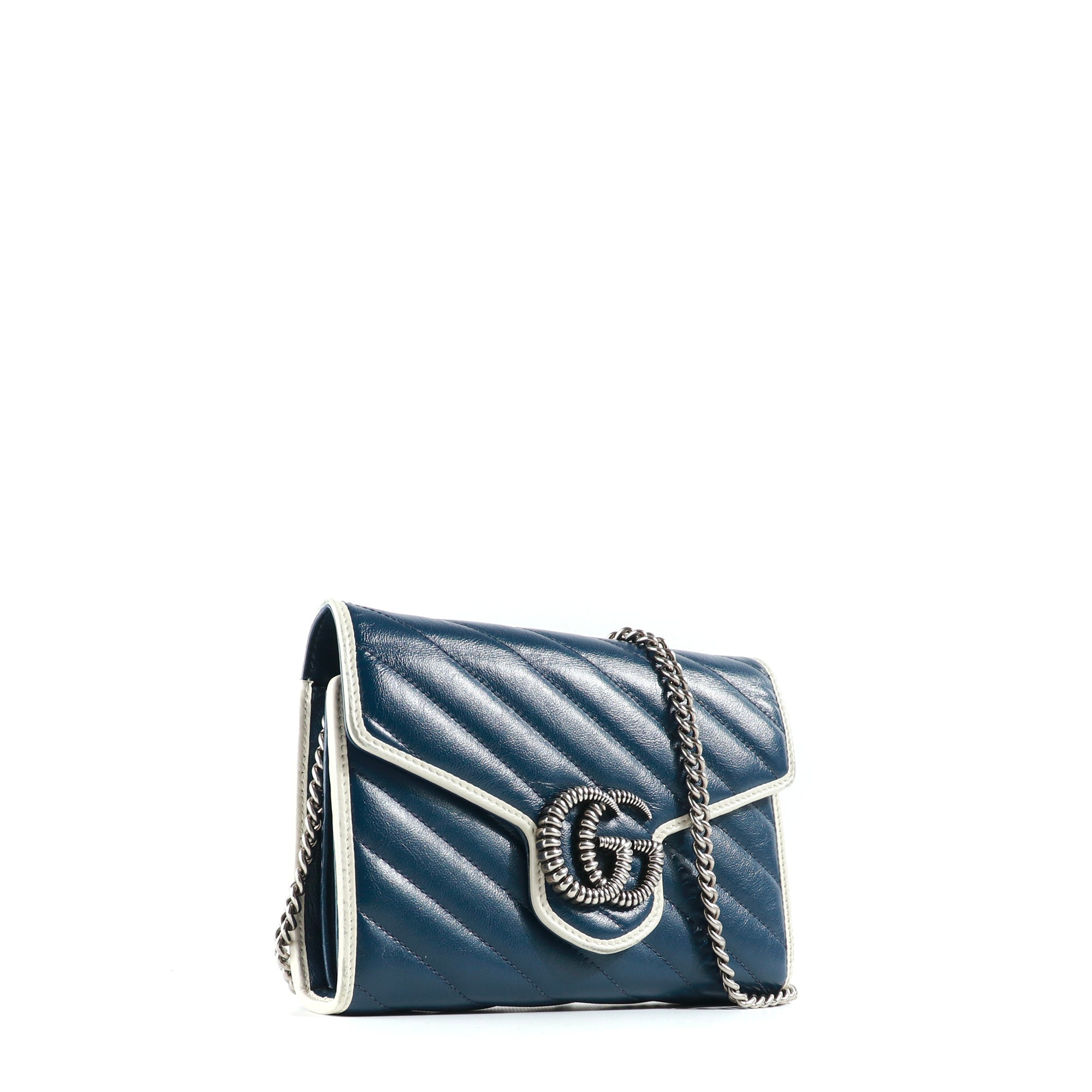 GUCCI - Sac à bandoulière GG Marmont en cuir bleu marine