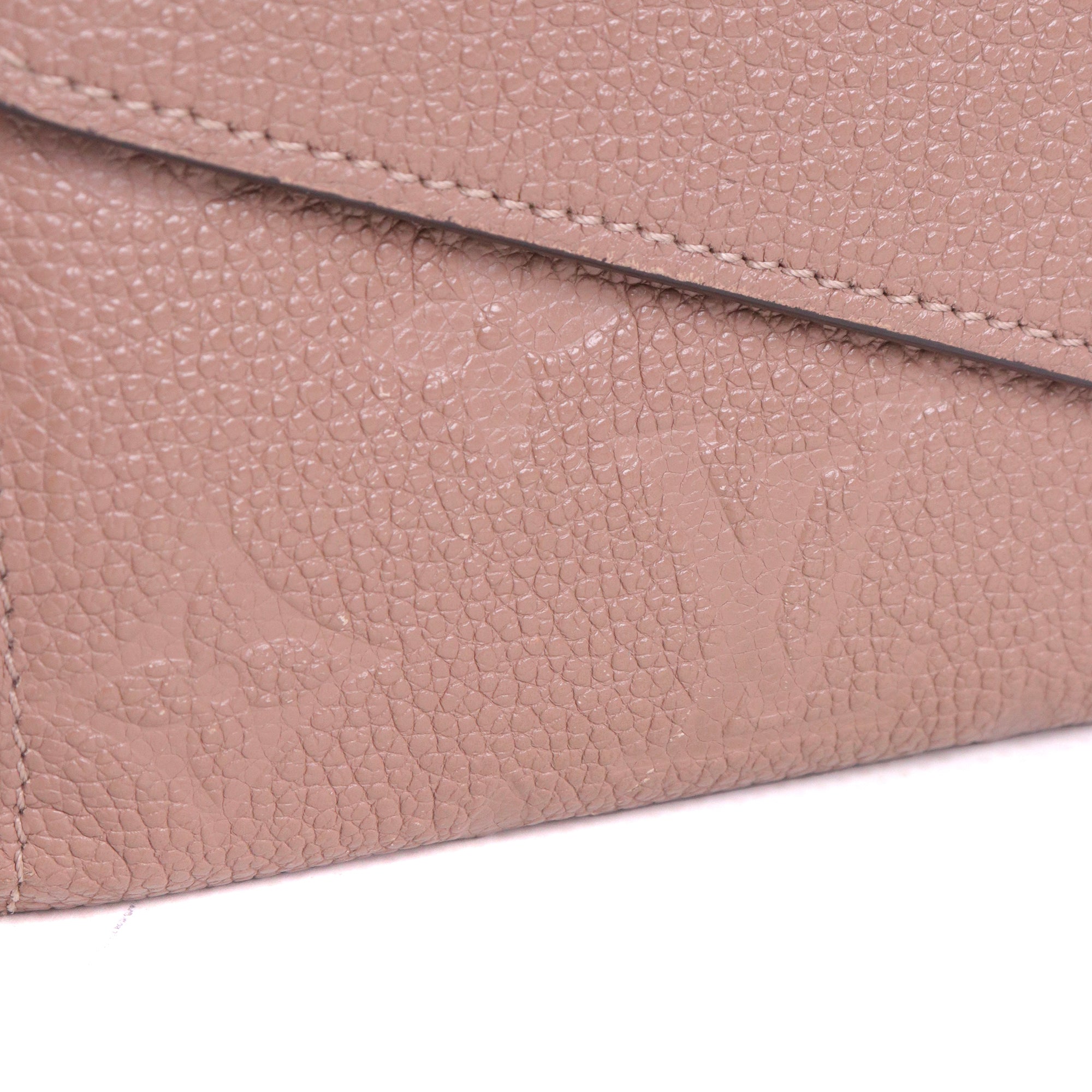 LOUIS VUITTON - Portefeuille Sarah Louis Vuitton en cuir Monogram Empreinte taupe