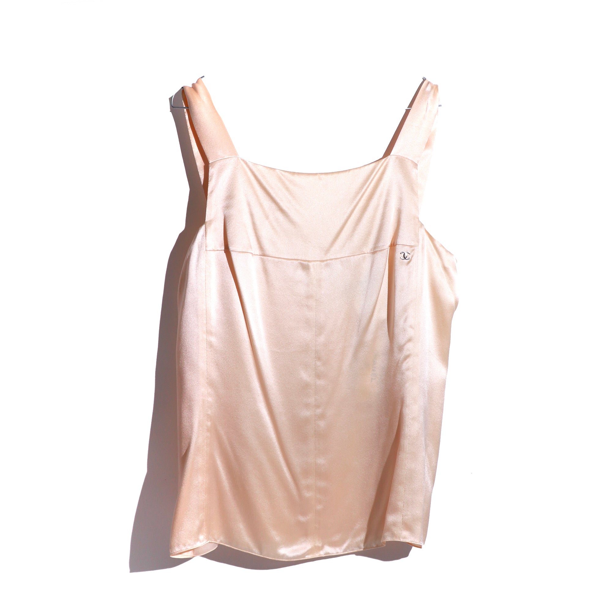 CHANEL - Débardeur en soie beige (T42)