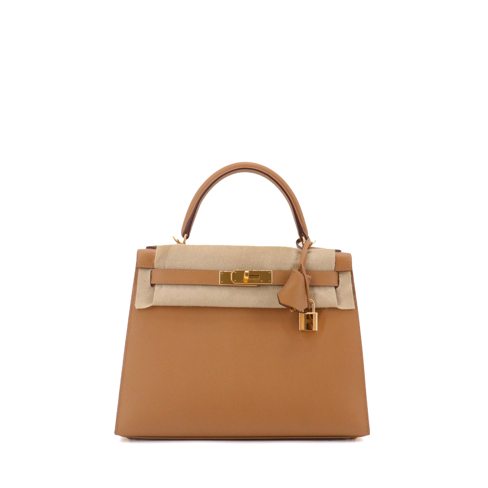 HERMÈS - Sac à main Kelly 28 Hermès en cuir epsom biscuit sellier