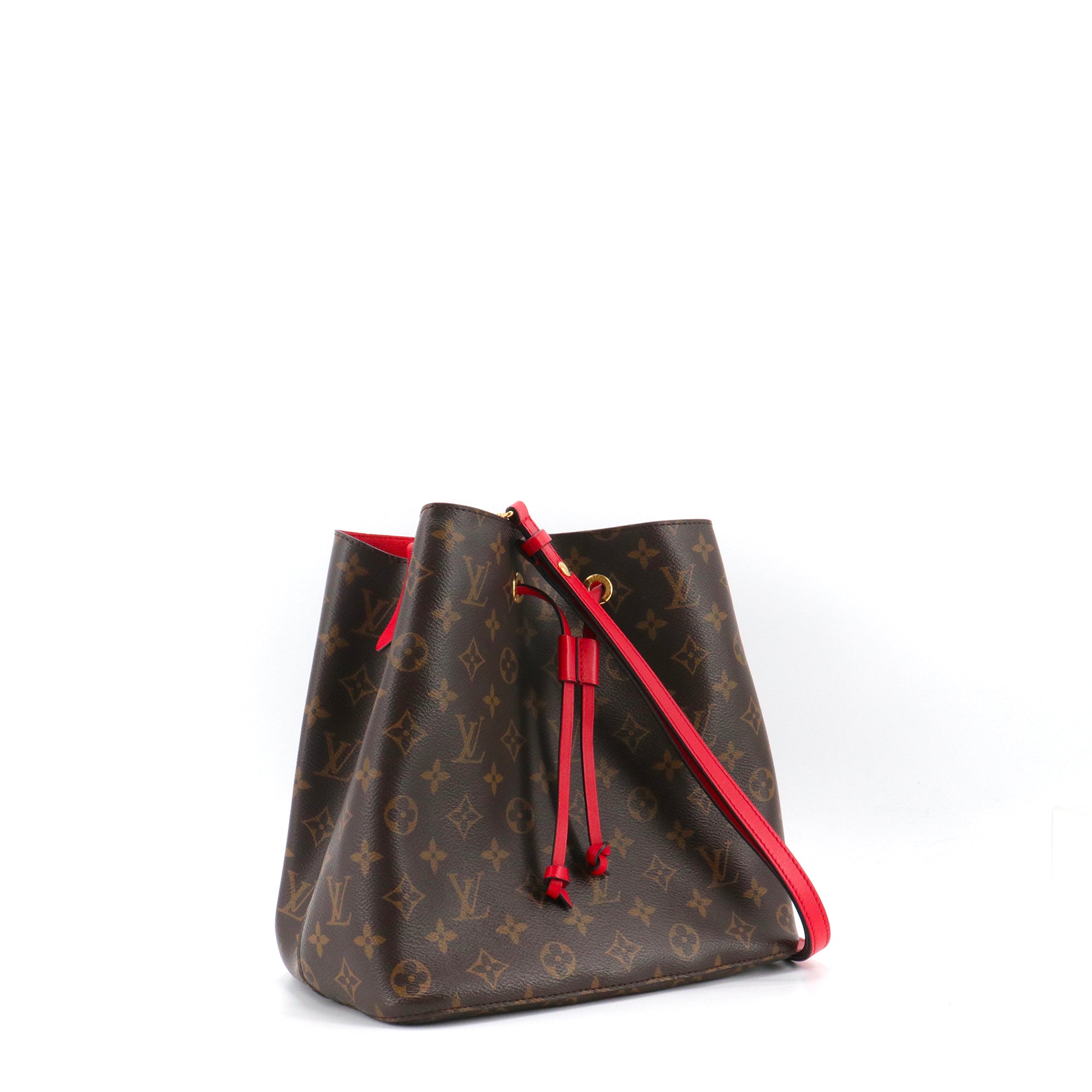 LOUIS VUITTON - Sac à épaule NéoNoé MM Louis Vuitton en toile monogramme et cuir rouge coquelicot