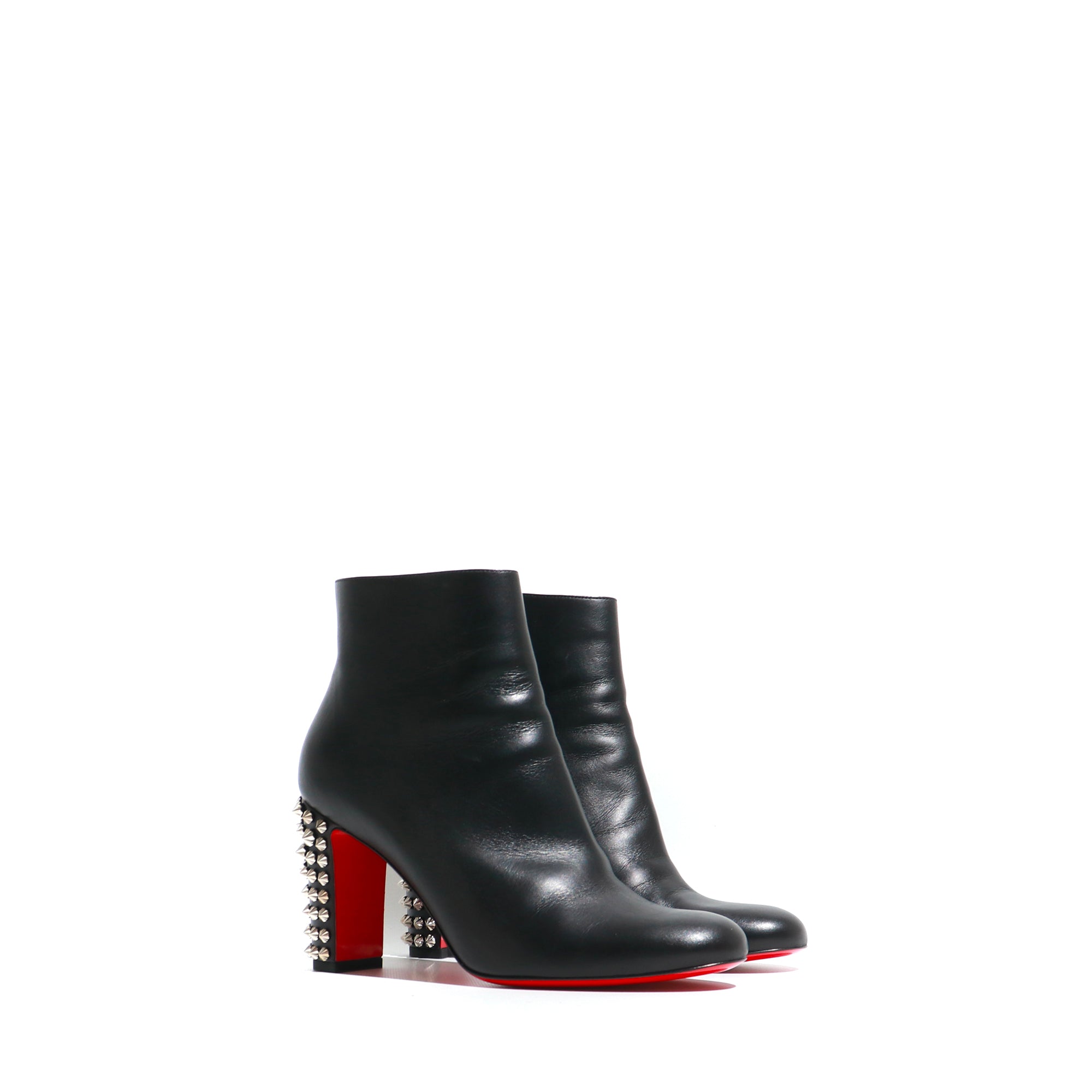 LOUBOUTIN - Bottines Suzi Folk en cuir noir (T38,5)
