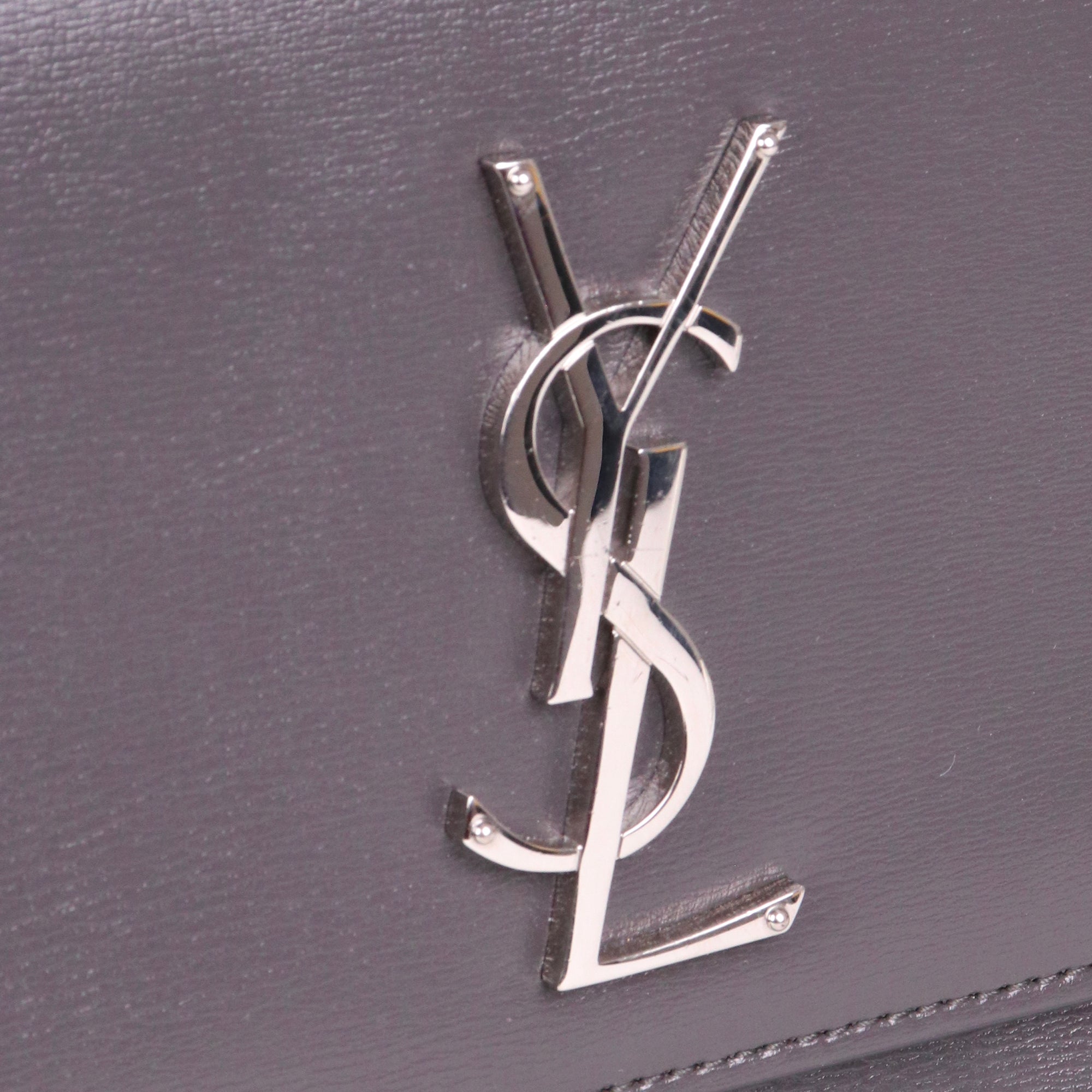 SAINT LAURENT - Sac à bandoulière Sunset Large Saint Laurent en cuir lisse gris