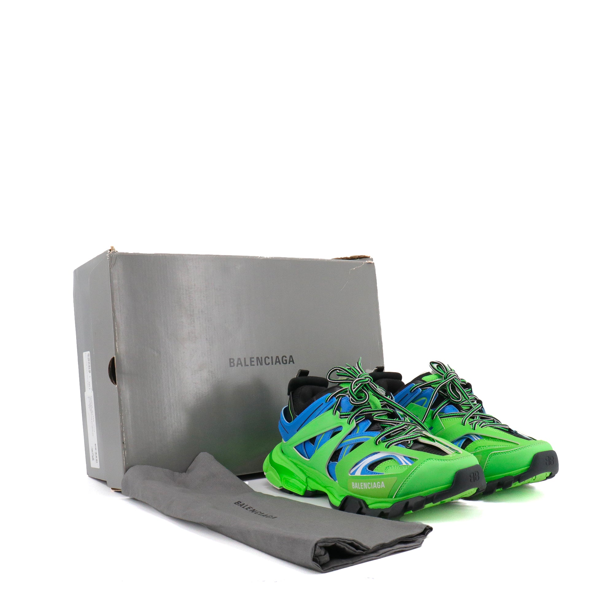 BALENCIAGA - Sneakers Track Balenciaga en cuir vert et bleu (T42)
