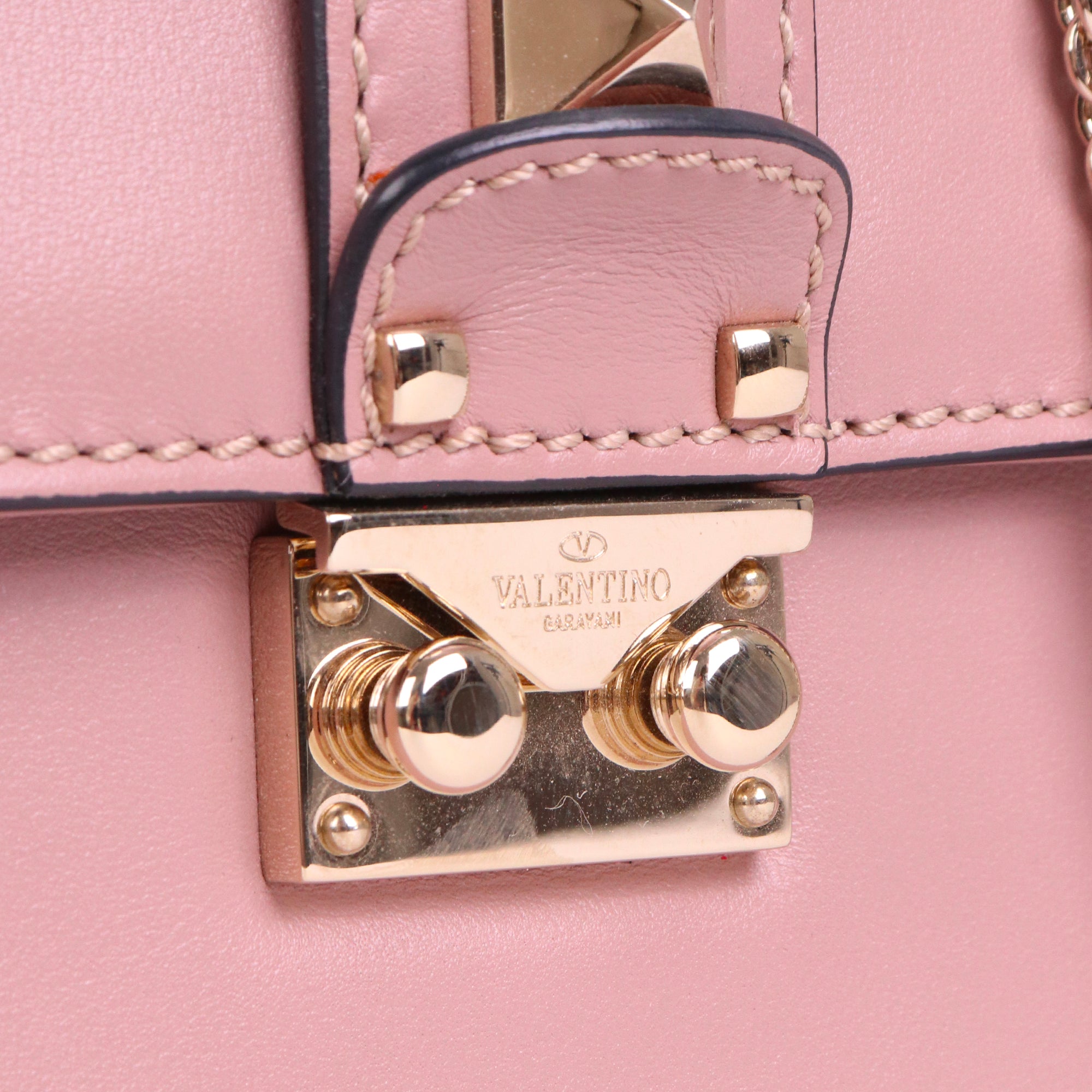 VALENTINO - Sac à bandoulière Glam Lock Valentino en cuir lisse rose ancien