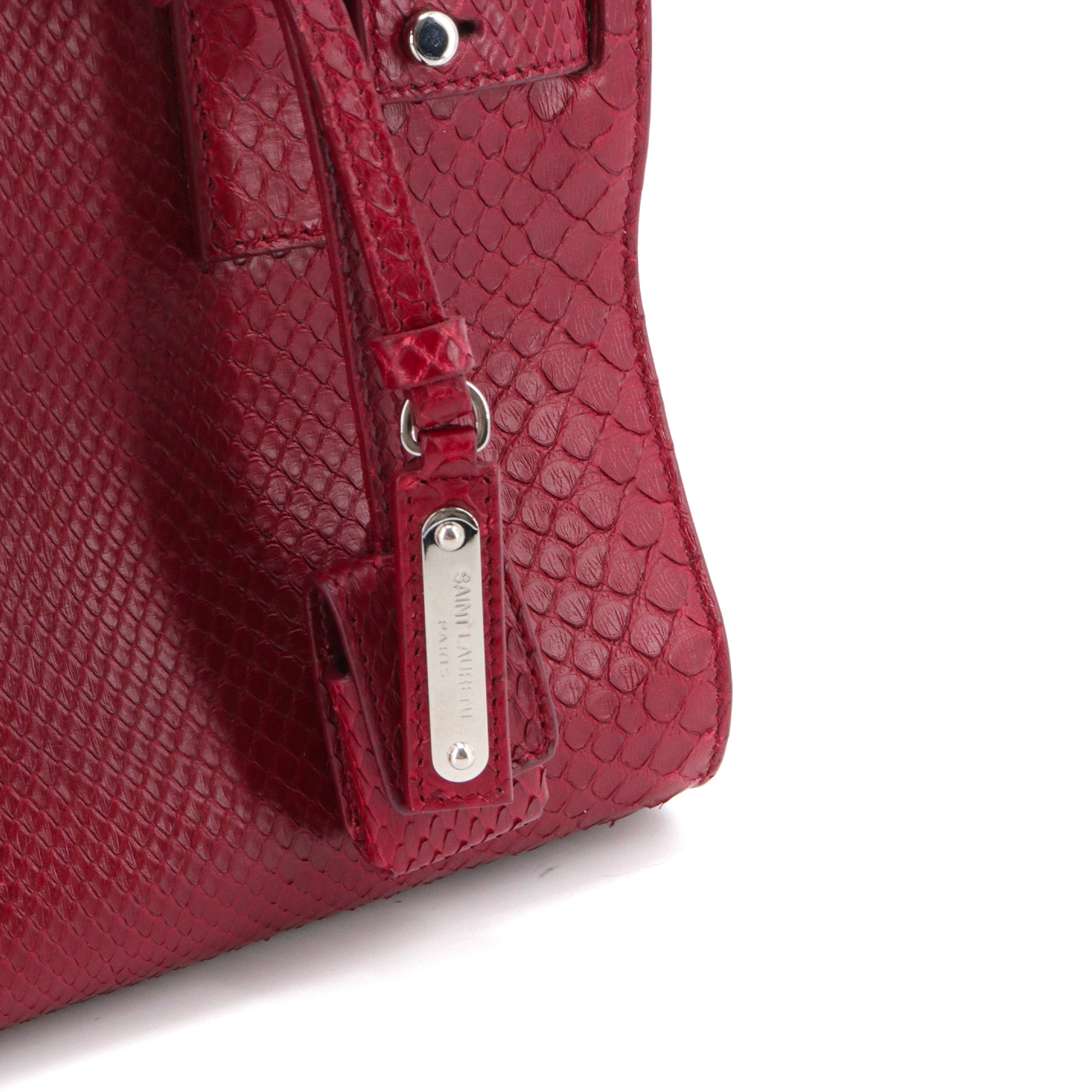 SAINT LAURENT - Sac De Jour Nano Saint Laurent en python bordeaux