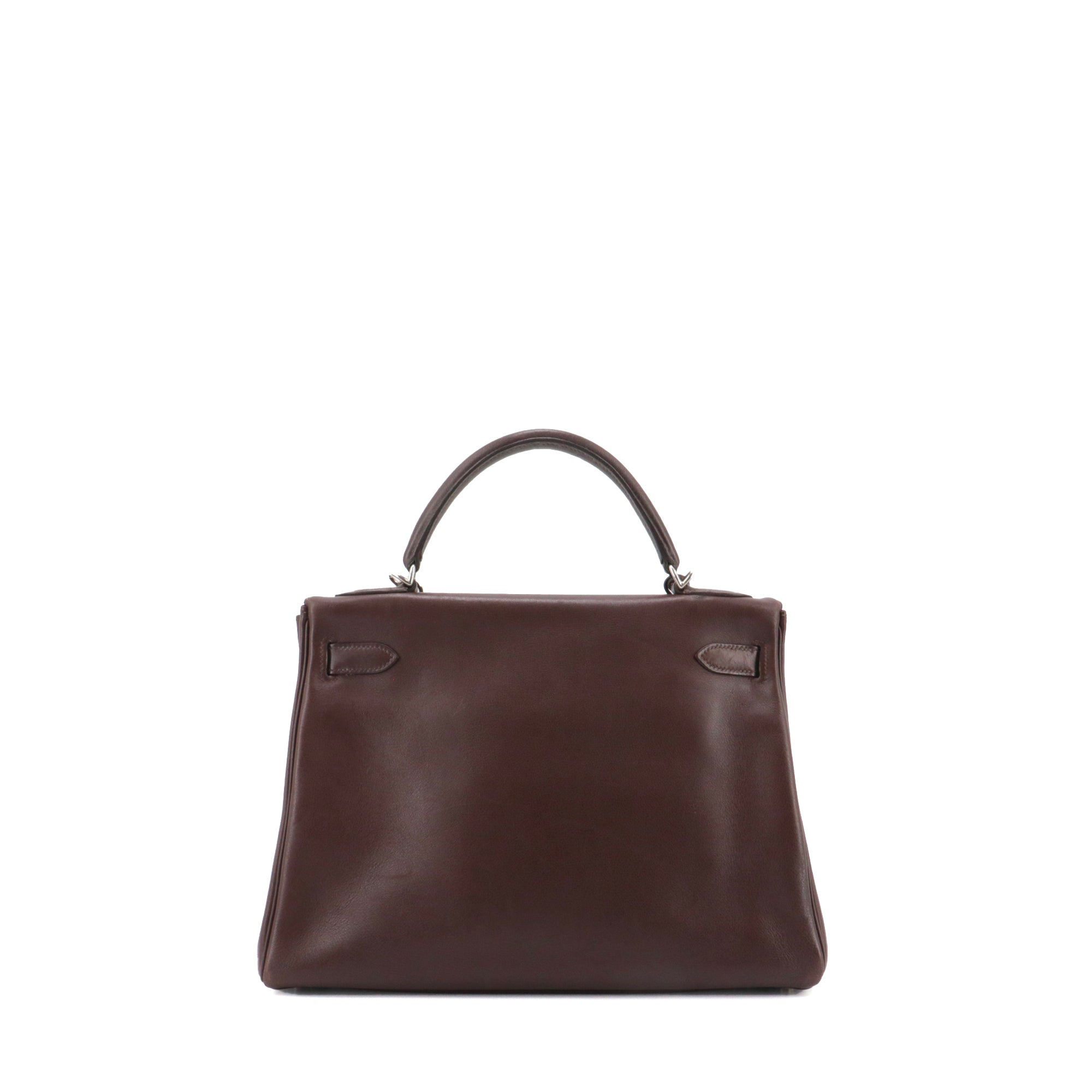 HERMÈS - Sac à main Kelly 32 Hermès en cuir evergrain cacao