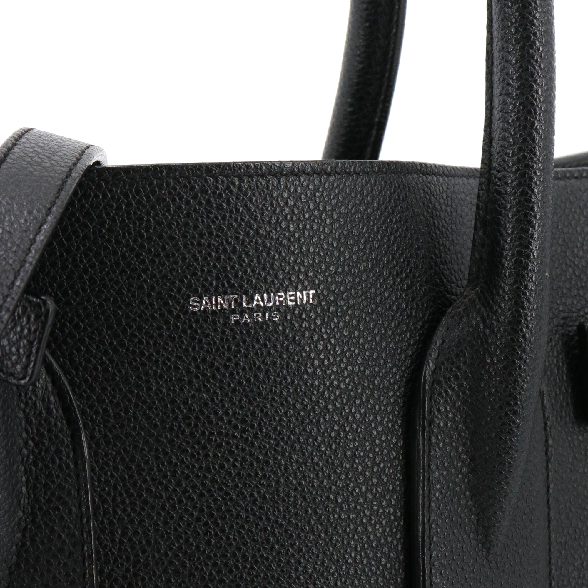 SAINT LAURENT - Sac de jour Saint Laurent médium en cuir grainé noir