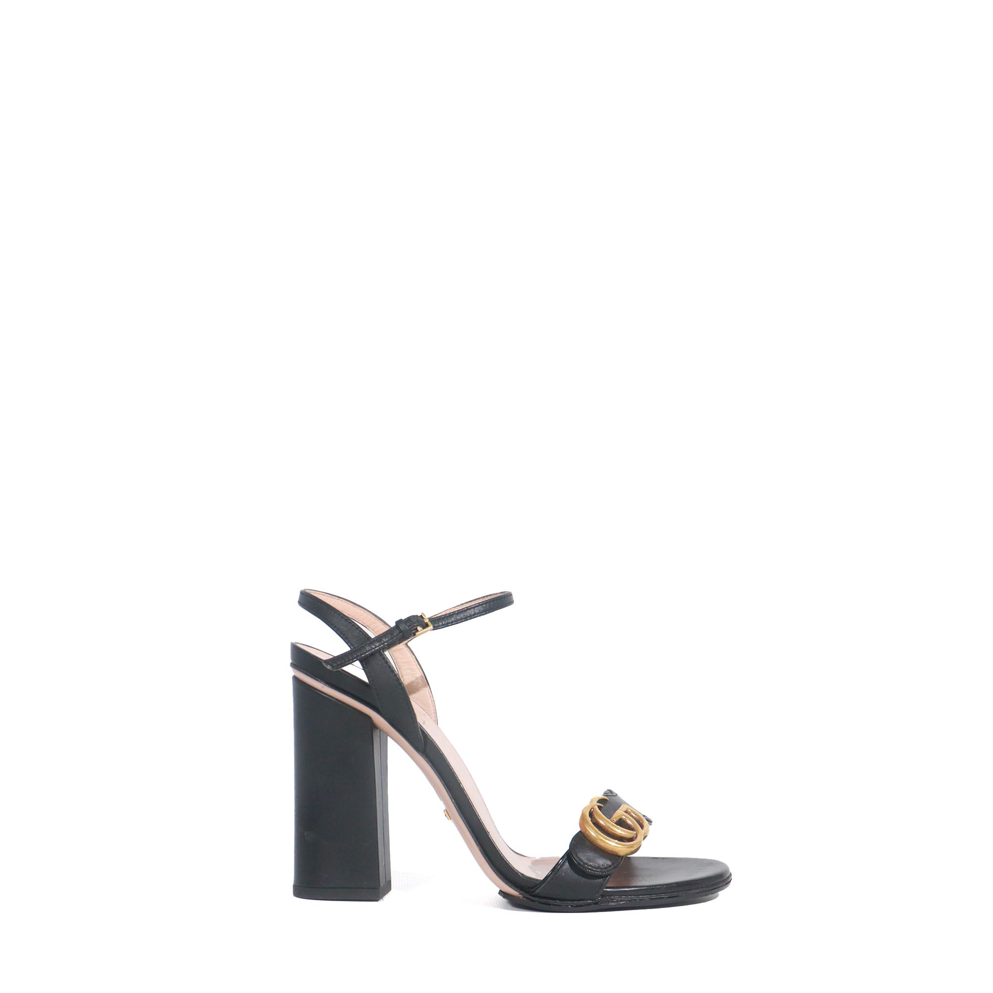 GUCCI - Sandales à talon Marmont en cuir noir (T38)