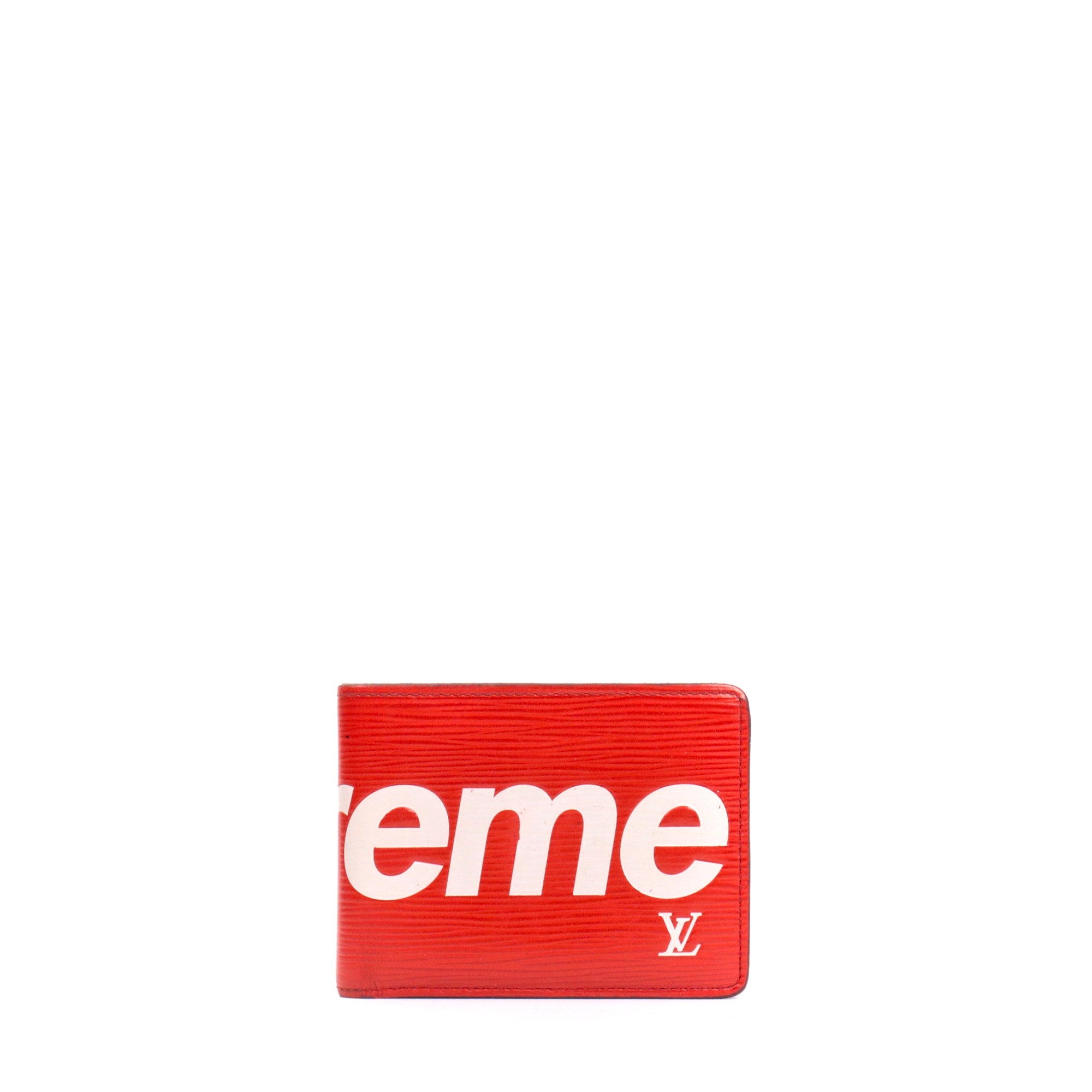 LOUIS VUITTON - Portefeuille Louis Vuitton x Supreme en cuir épi rouge