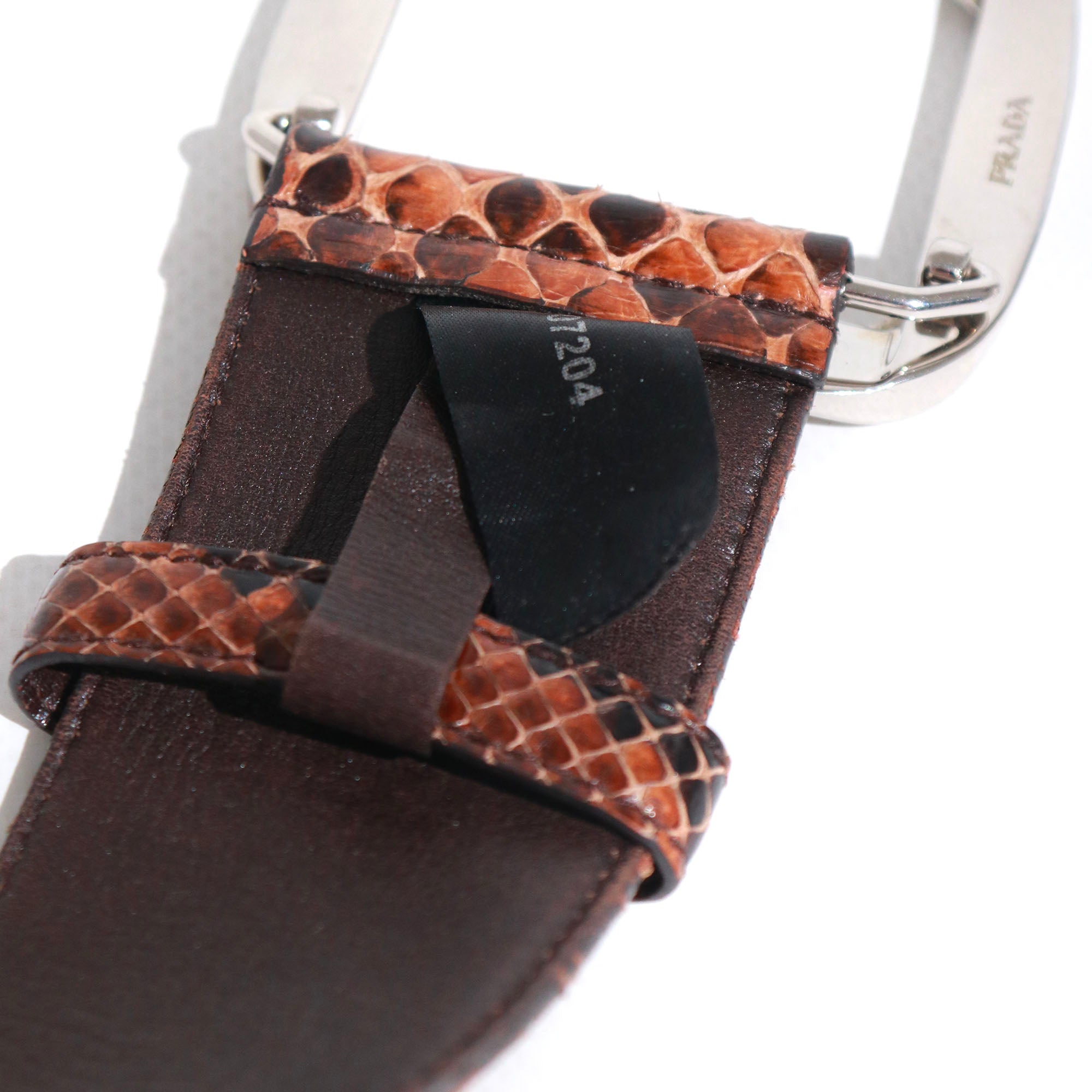 PRADA - Ceinture en python marron vintage (T85)