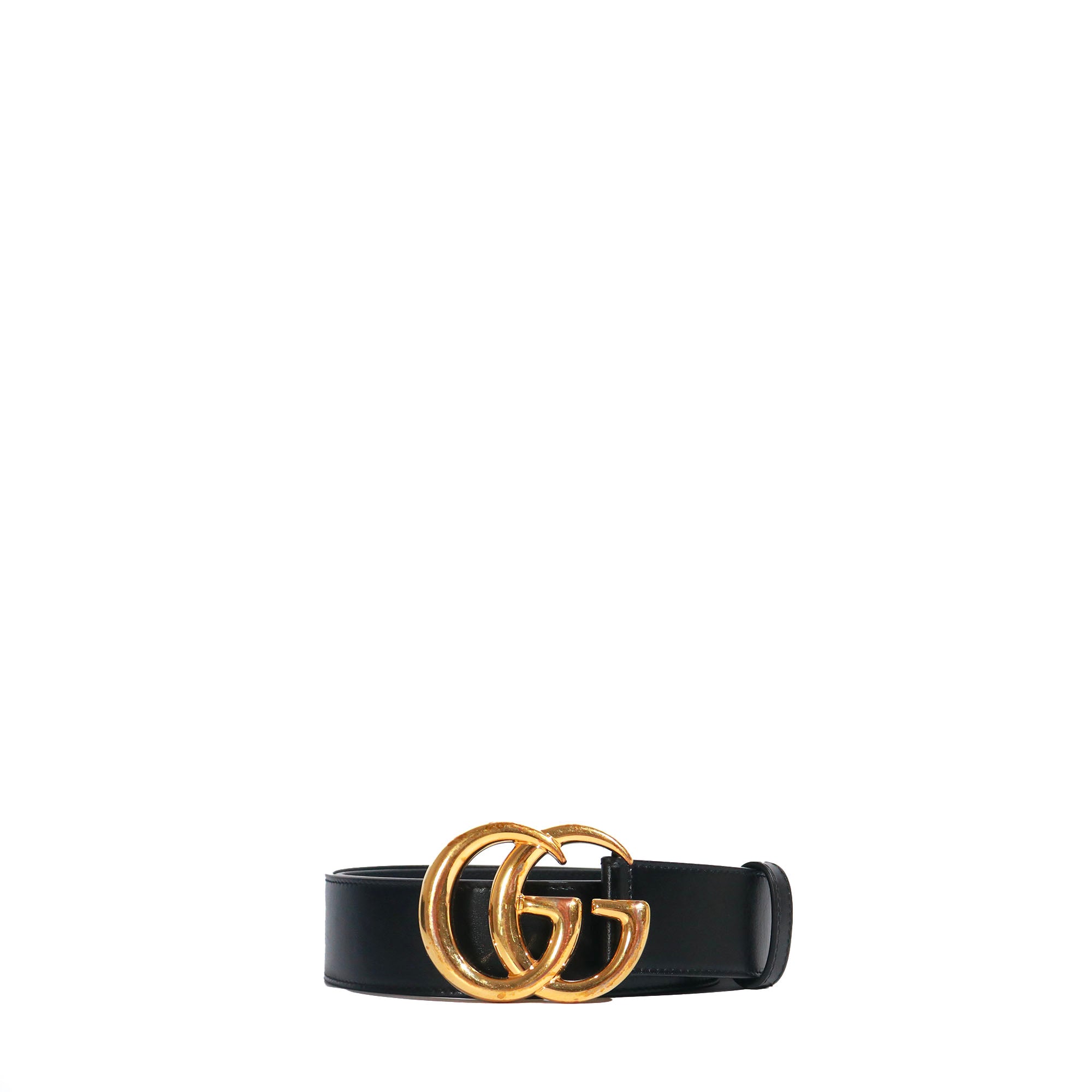 GUCCI - Ceinture GG Marmont Gucci en cuir lisse noir (T90)