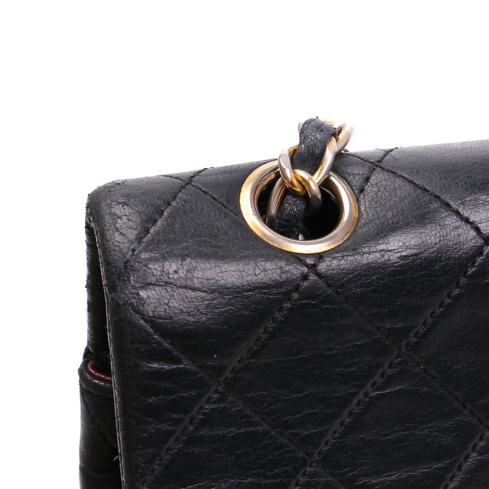 CHANEL - Sac à main Timeless/Classique Chanel simple flap Chanel en cuir lisse noir vintage