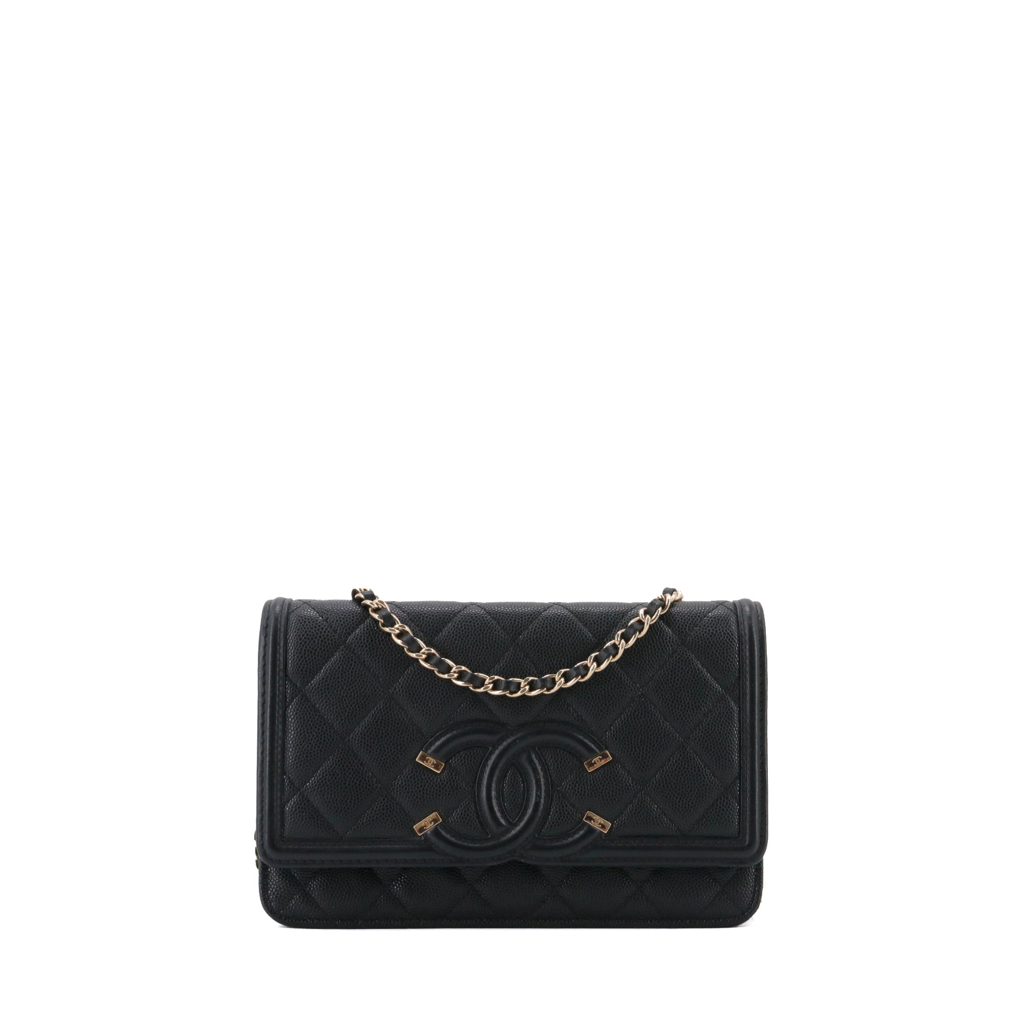 CHANEL - Sac à bandoulière Wallet On Chain Filigree Chanel en cuir caviar noir