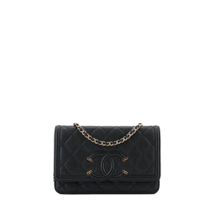 CHANEL - Sac à bandoulière Wallet On Chain Filigree Chanel en cuir caviar noir