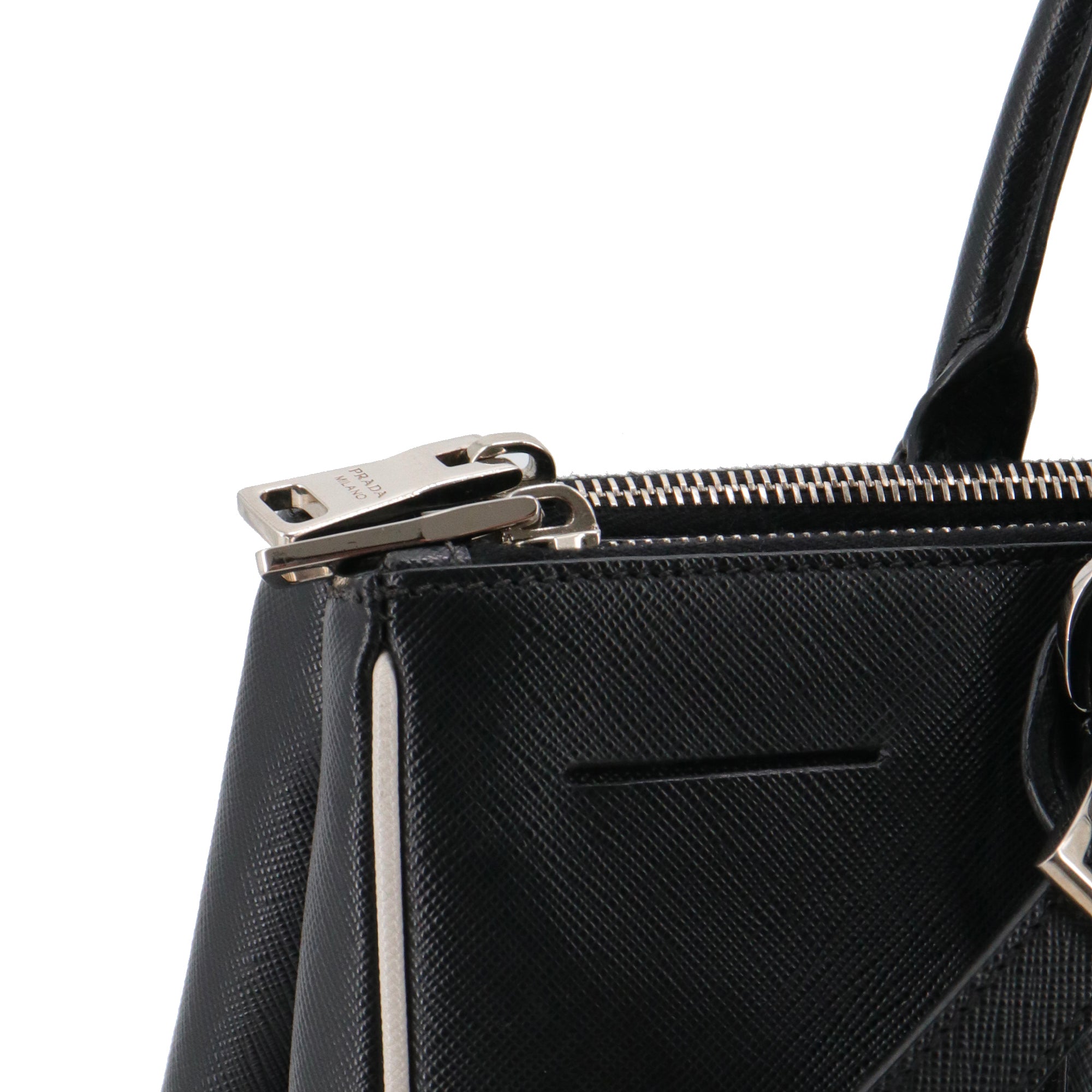 PRADA - Sac à main Galleria Prada en cuir grainé noir