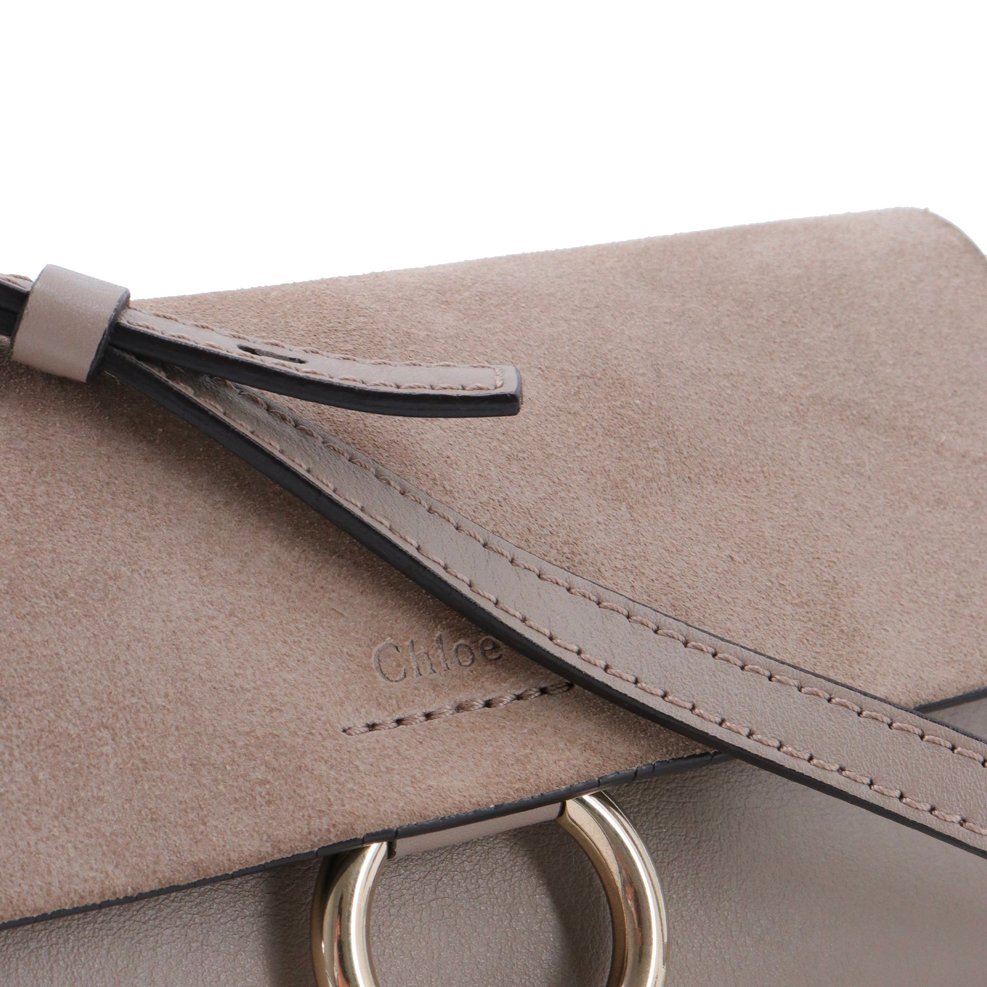 CHLOÉ - Sac à bandoulière Faye mini Chloé en cuir et daim beige