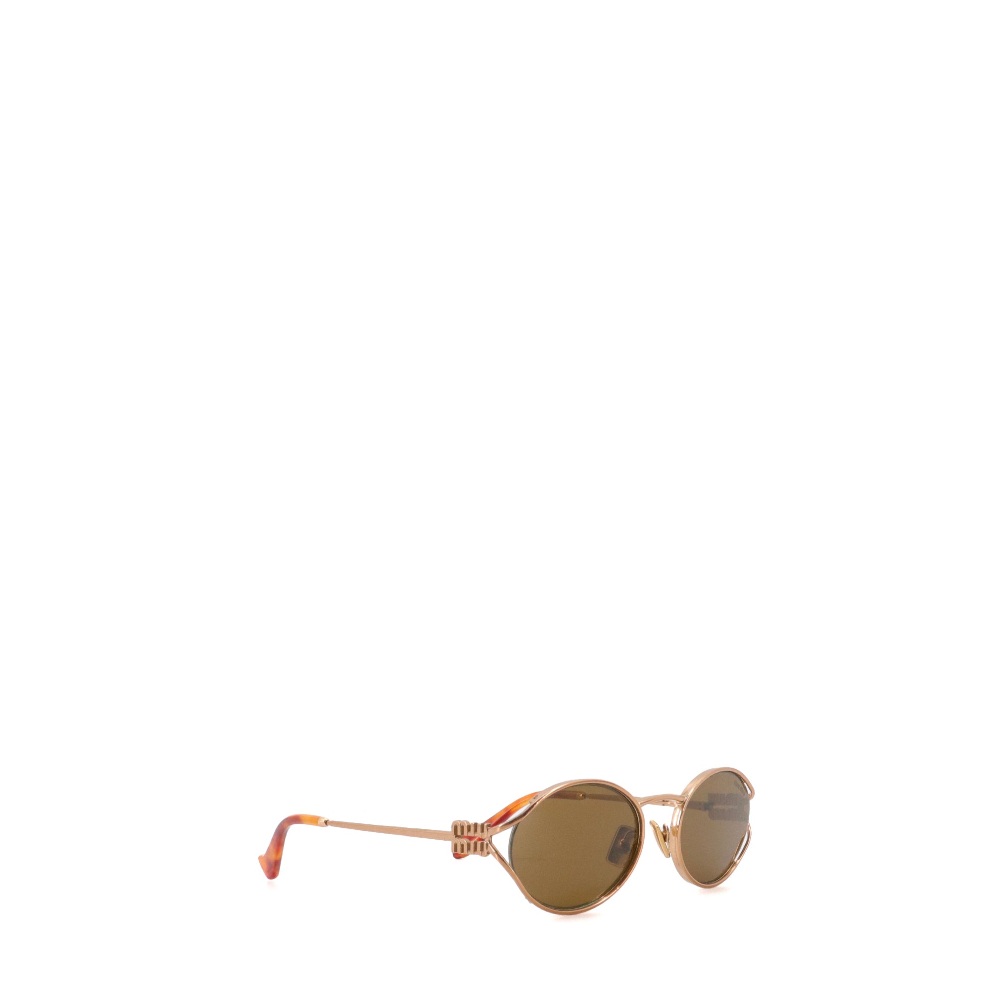 MIU MIU - Lunettes de soleil Logo MiuMiu en métal rose gold