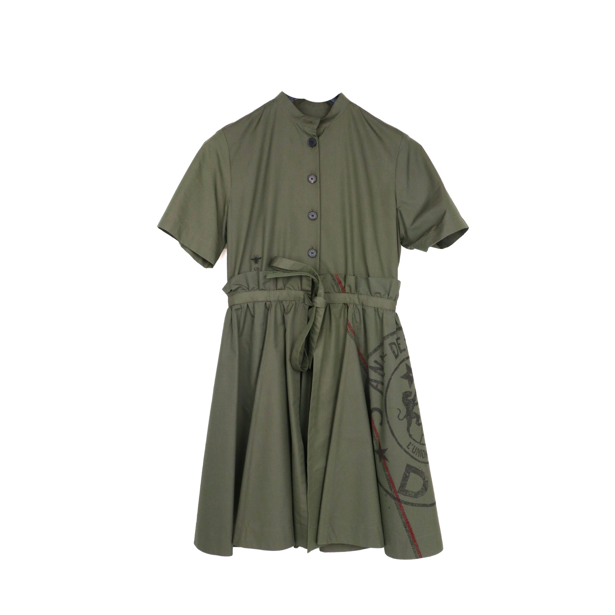 DIOR - Robe à manches courtes Dior en coton kaki (T38)