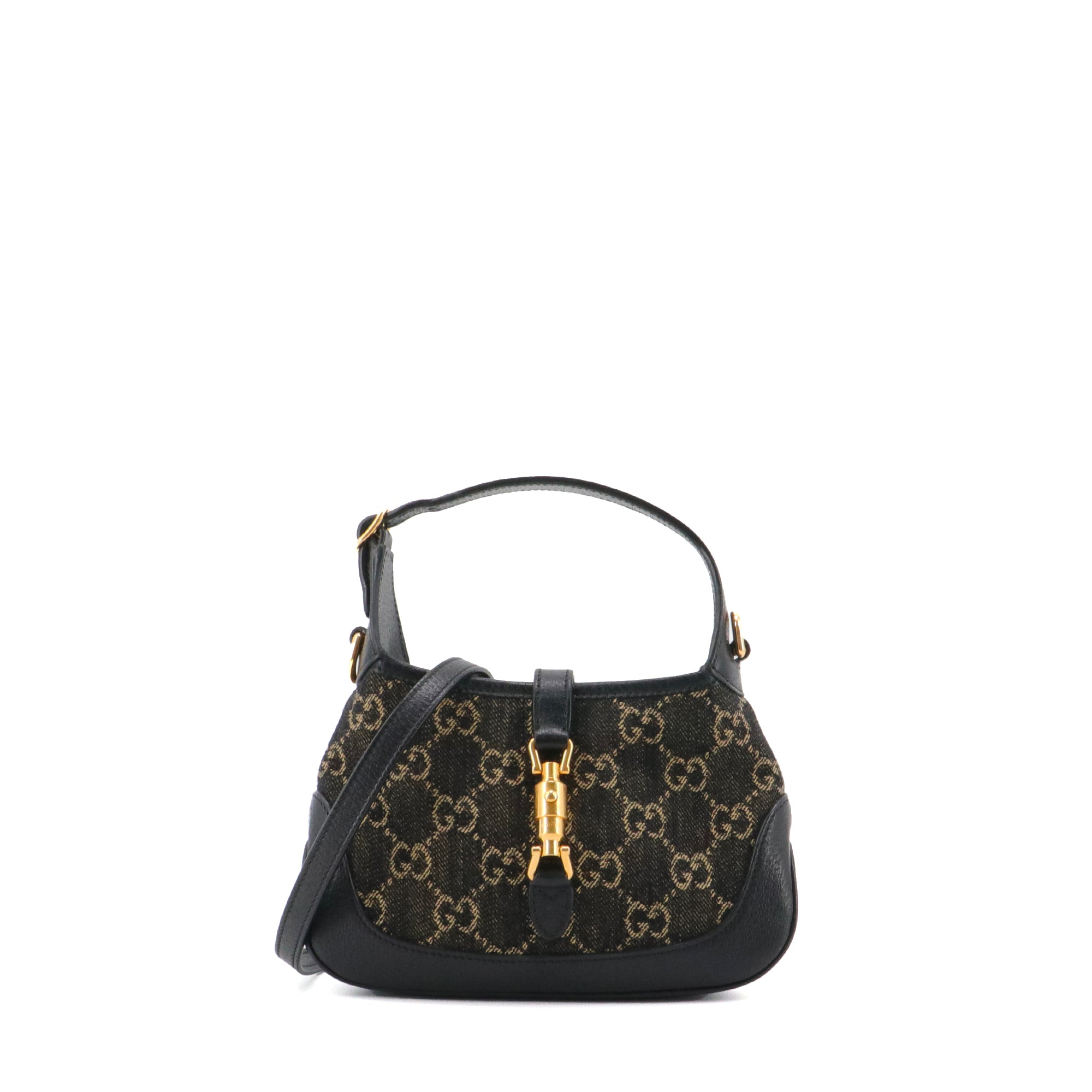 GUCCI - Sac à main Jackie mini Gucci en denim et cuir noir