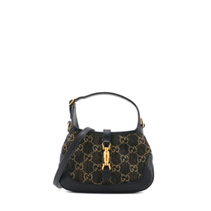 GUCCI - Gucci Jackie mini handbag in black denim and leather