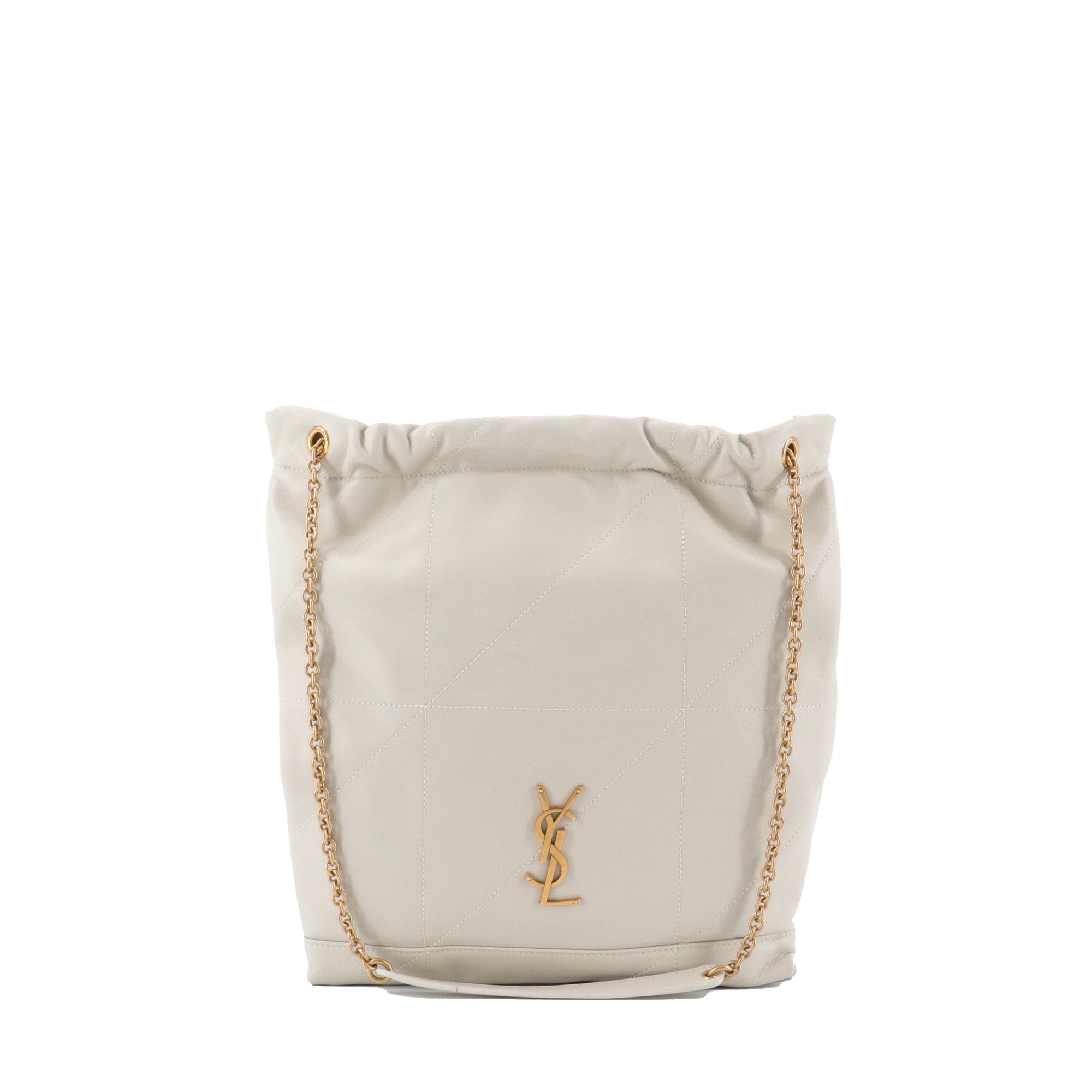 SAINT LAURENT - Sac à épaule Jamie Pochon Saint Laurent en cuir blanc cassé
