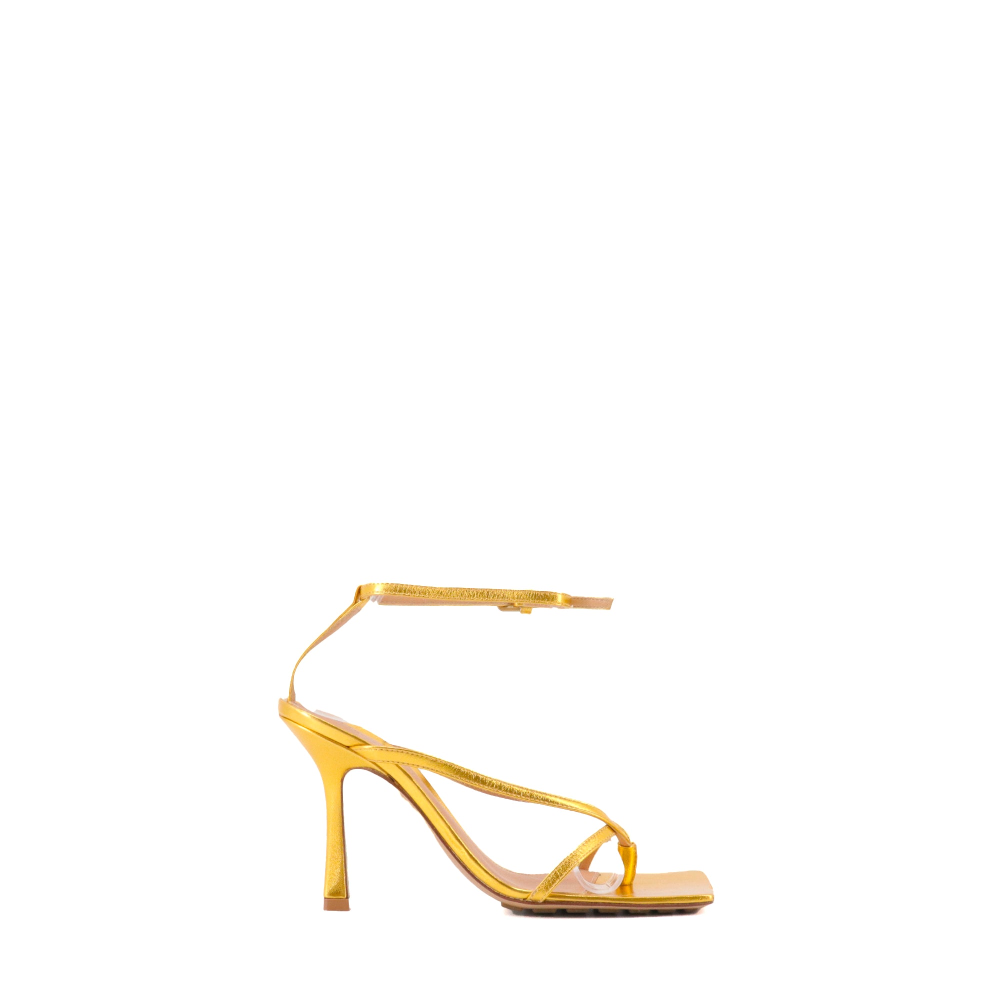 BOTTEGA VENETA - Bottega Veneta heeled sandals in gold leather (T35)